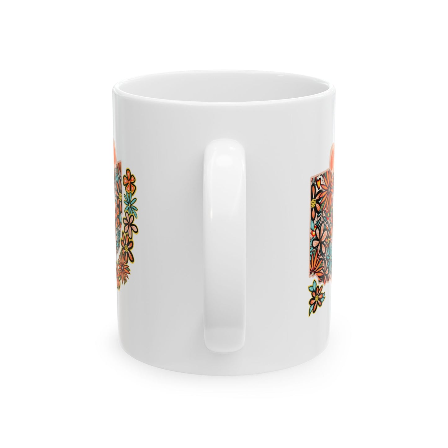 Retro 70s Flowers Ohio Ceramic Mug 11 oz and 15 oz