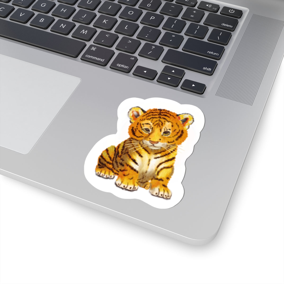Tiger Cub Sticker — Cute Watercolor Baby Tiger Vinyl Decal for Laptops, Water Bottles & Journals