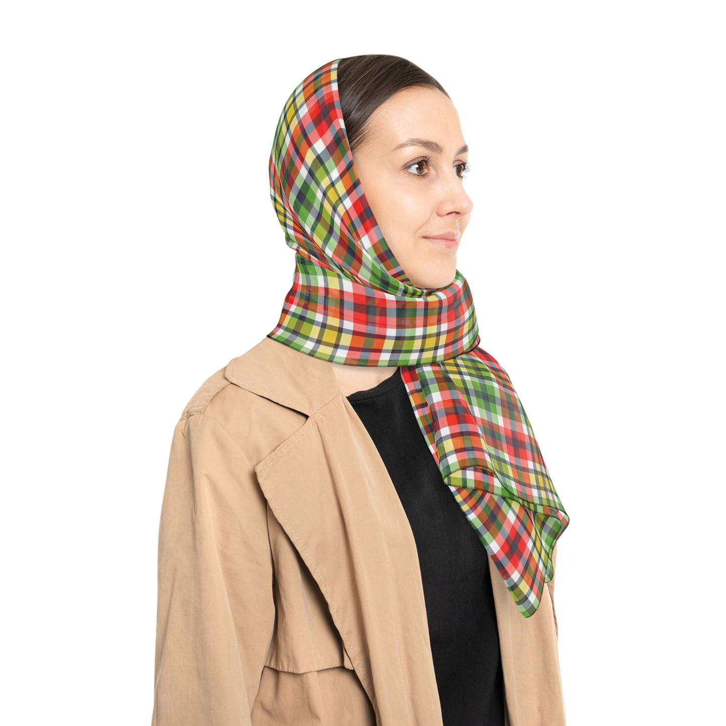 Very Merry Plaid Square Poly Scarf