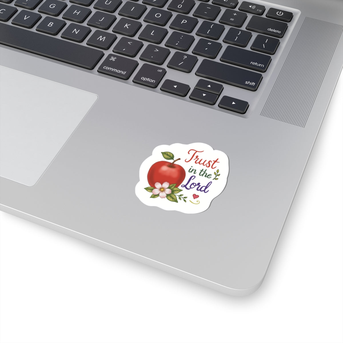 Trust in the Lord Apple Sticker — Faith-Based Kiss-Cut Decal