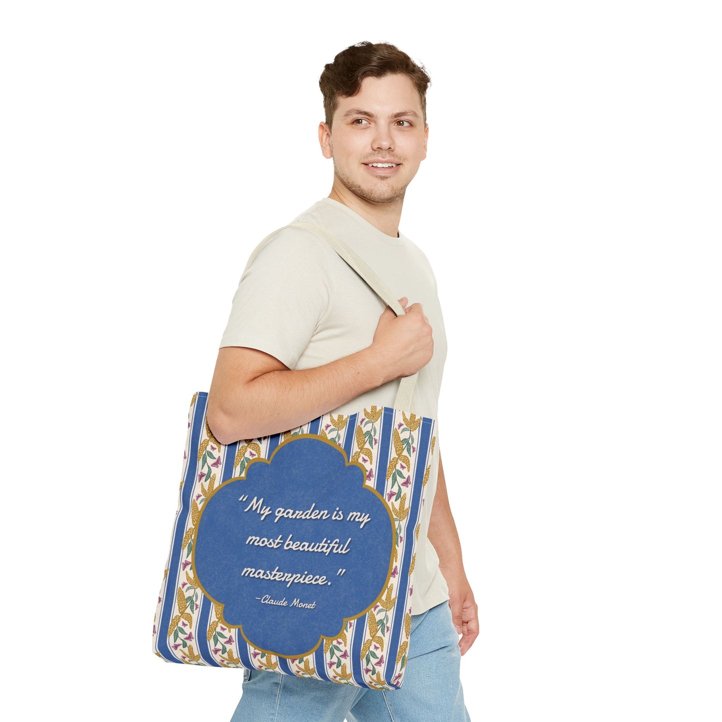 Goldenrod and Butterflies with Monet Quote Tote Bag