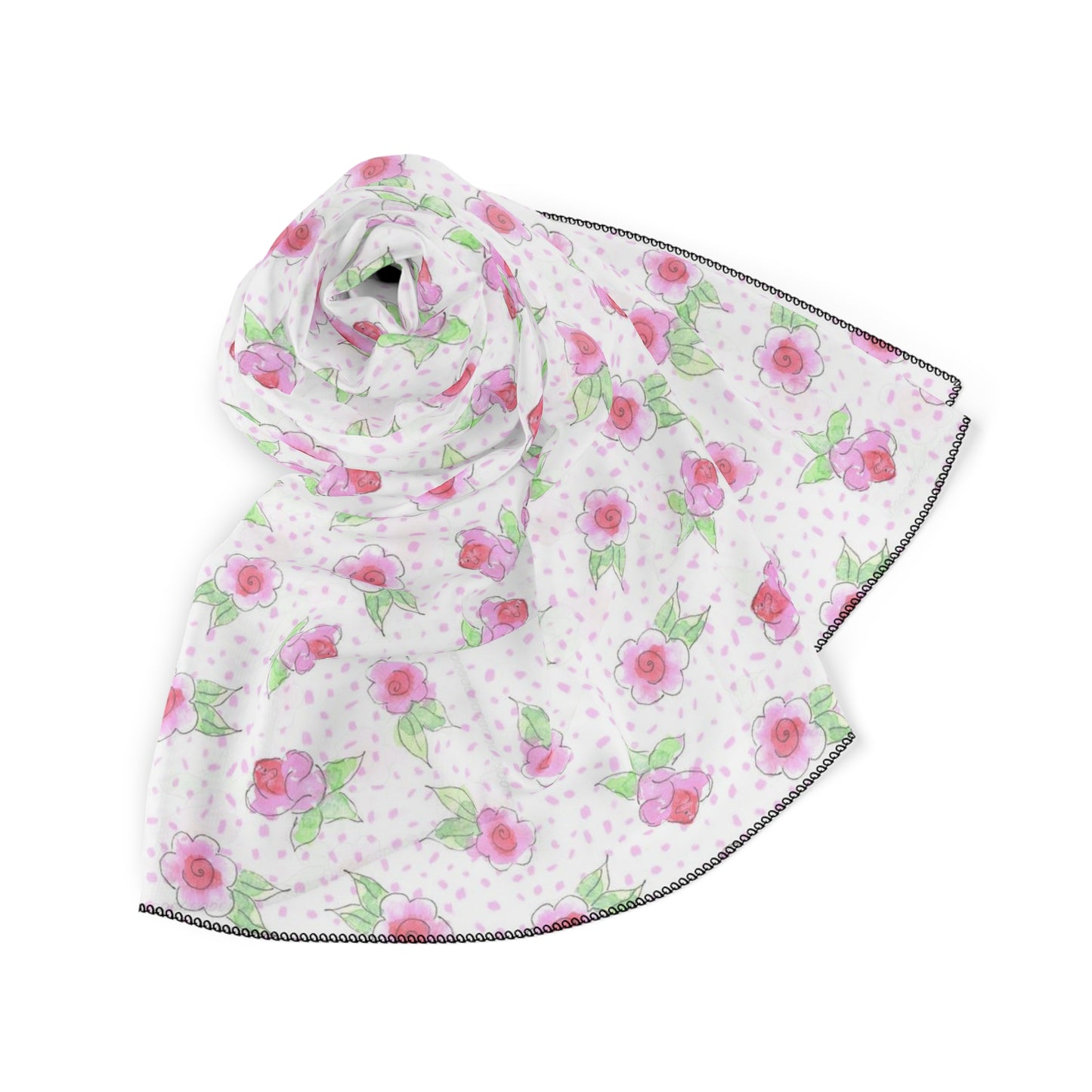 Maria’s Pink Roses Poly Scarf