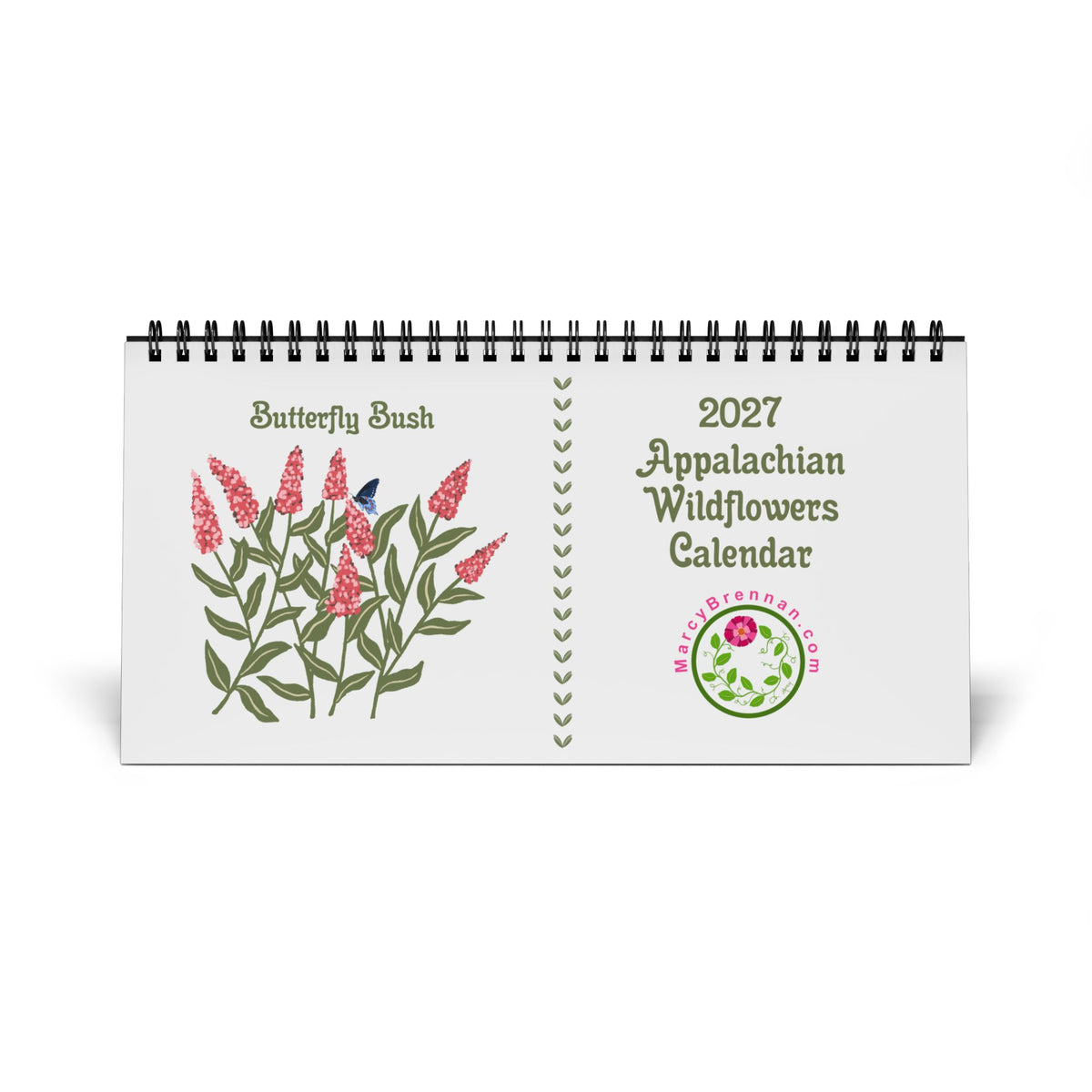2027 Appalachian Wildflowers Desktop Calendar — Butterfly Bush & Native Flower Grid