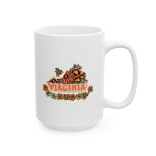 Retro 70s Flowers Virginia Ceramic Mug 11 oz and 15 oz