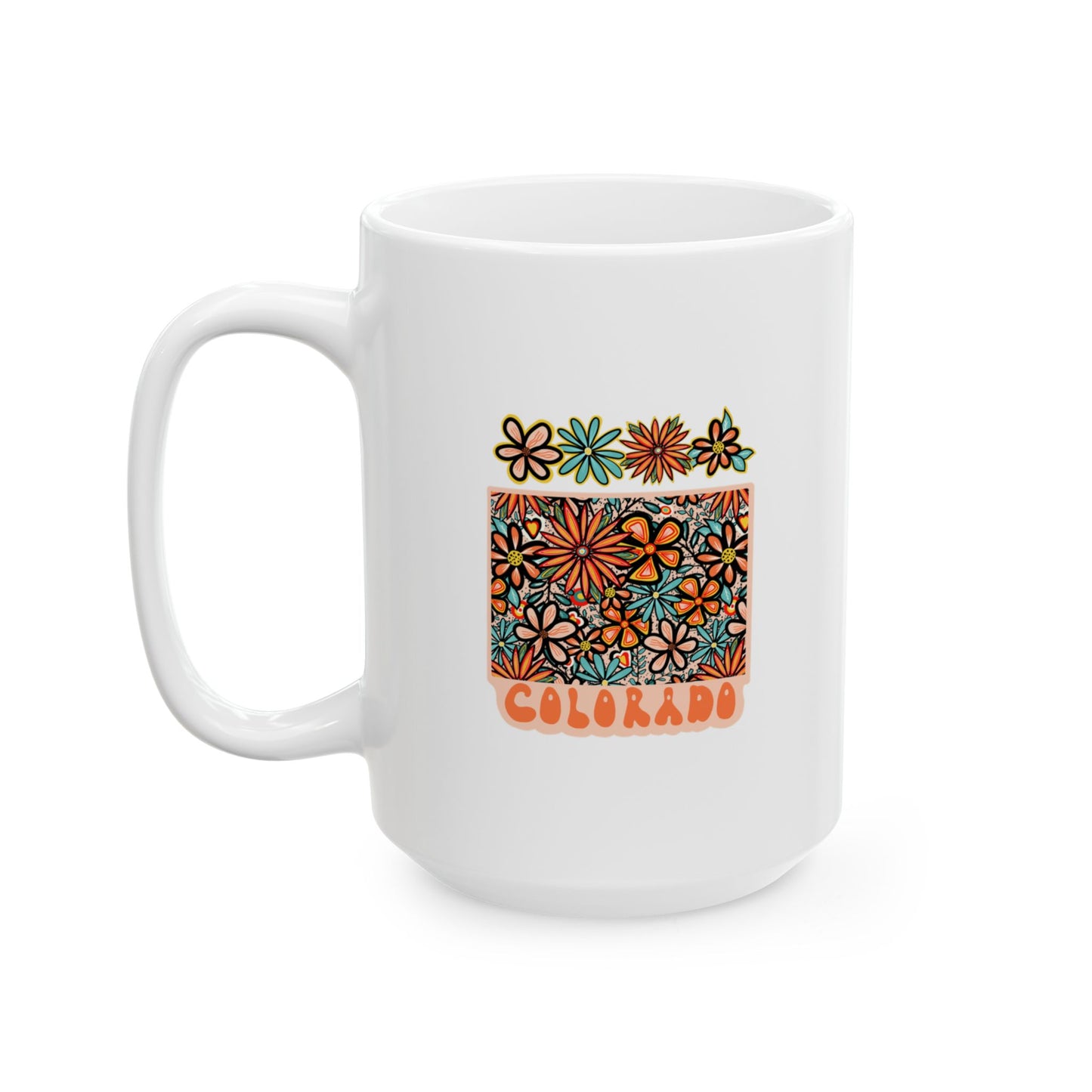 Retro 70s Flowers Colorado Ceramic Mug 11 oz and 15 oz