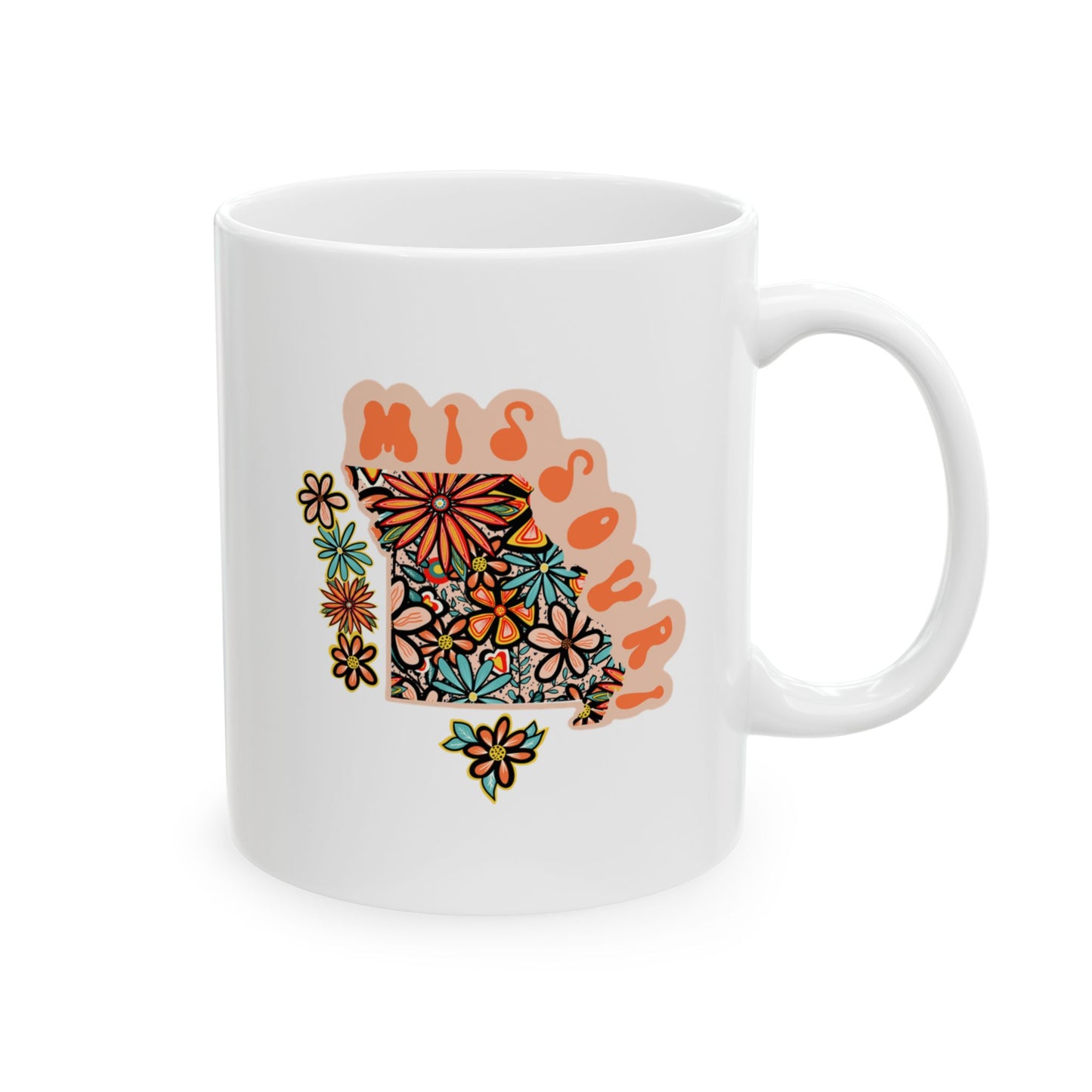 Retro 70s Flowers Missouri Ceramic Mug 11 oz and 15 oz