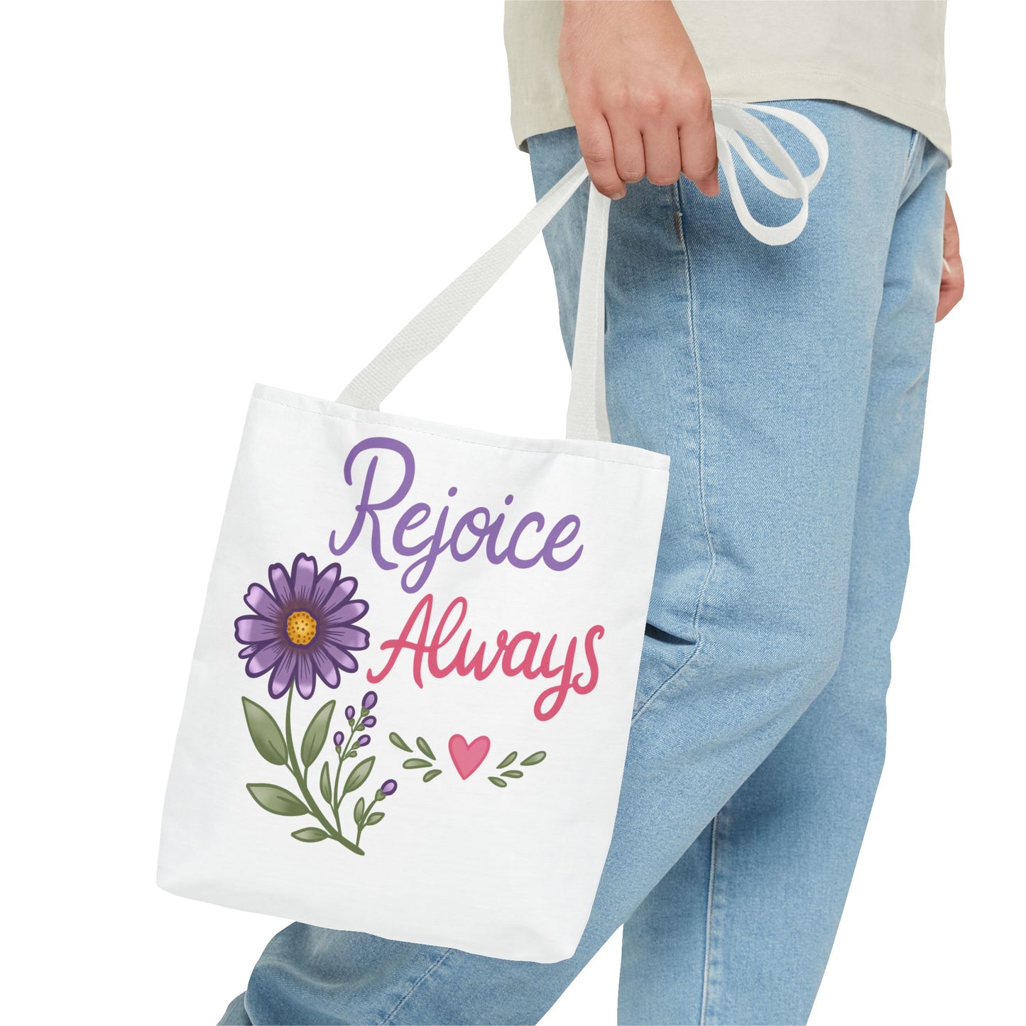 Rejoice Always Floral Tote Bag – Inspirational Scripture Tote