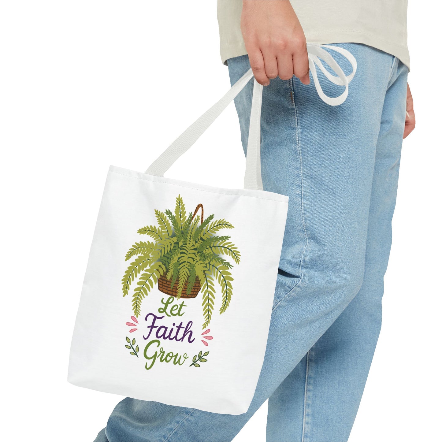 Let Faith Grow Tote Bag — Botanical Hanging Fern Spiritual Tote