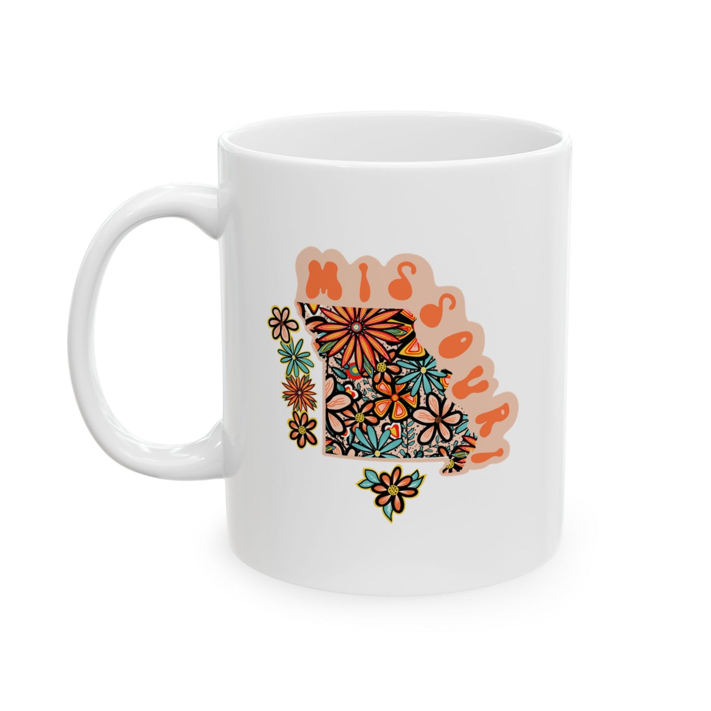 Retro 70s Flowers Missouri Ceramic Mug 11 oz and 15 oz