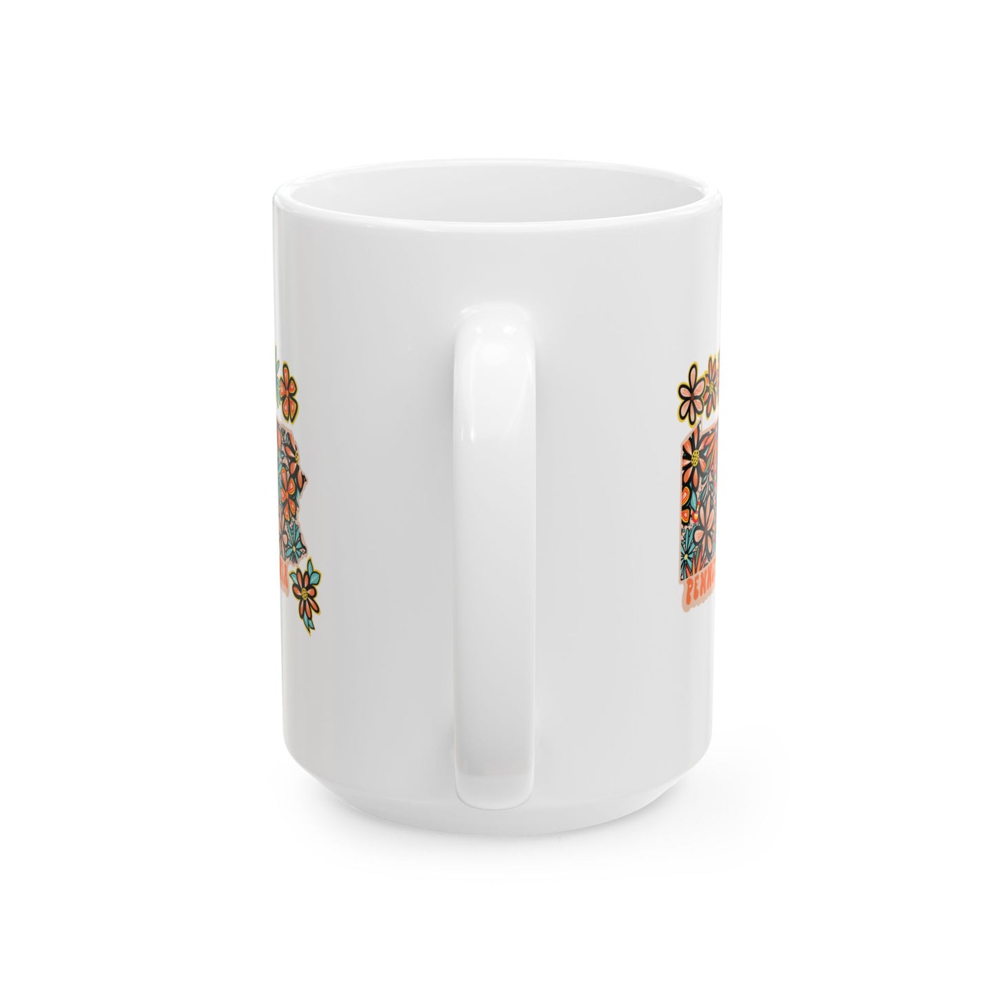 Retro 70s Flowers Pennsylvania Ceramic Mug 11 oz and 15 oz