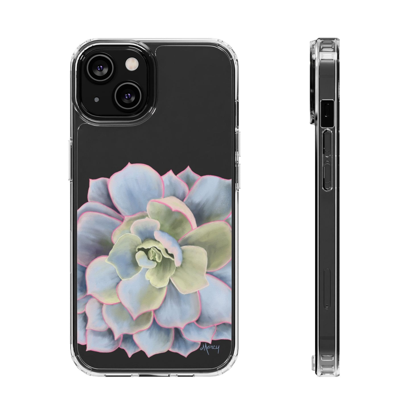 Blue and Green Succulent Clear Cases