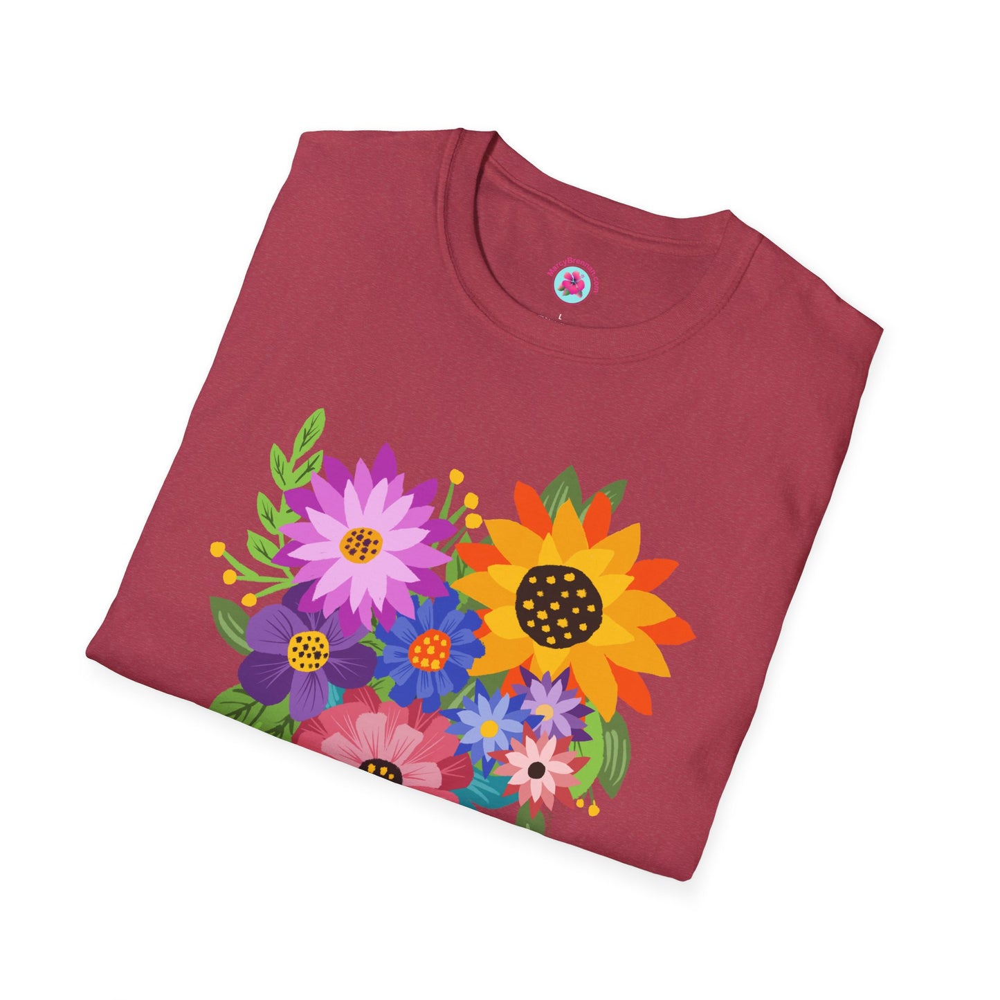 Heart-Shaped Flower Bouquet Softstyle T-Shirt