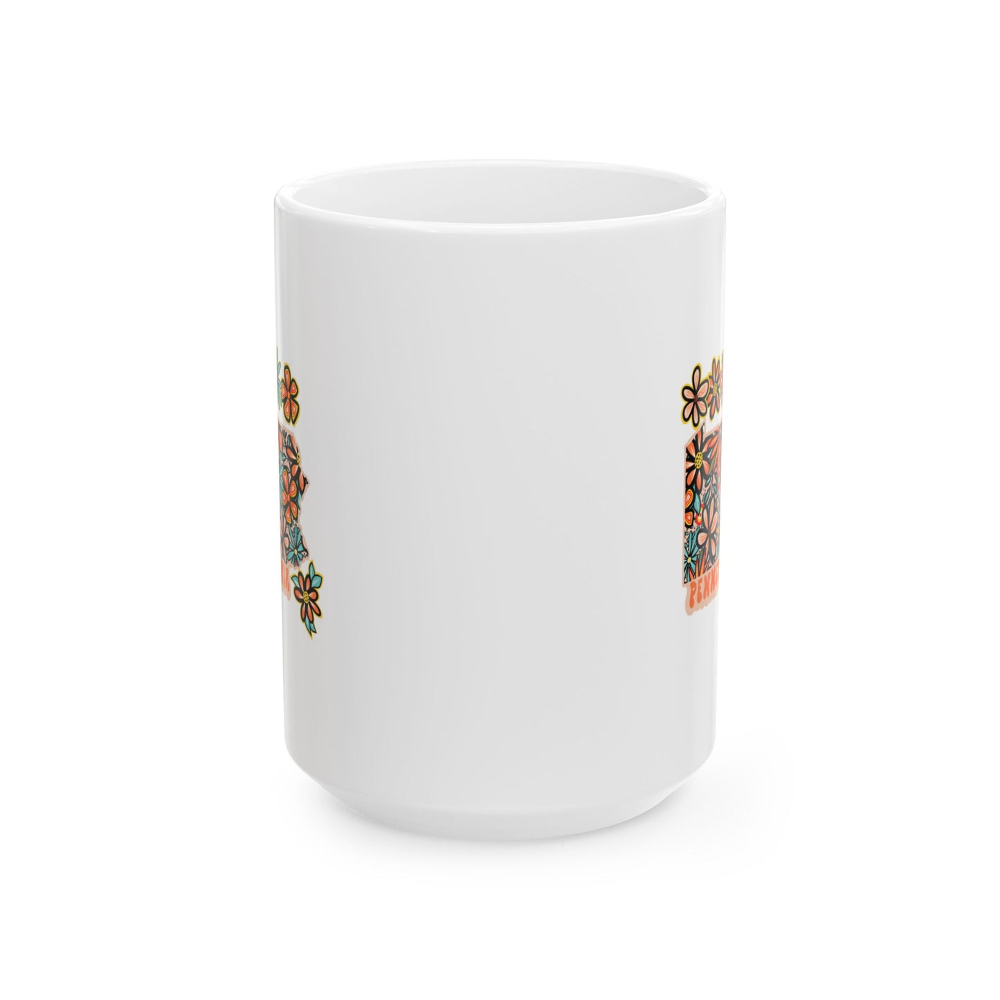 Retro 70s Flowers Pennsylvania Ceramic Mug 11 oz and 15 oz