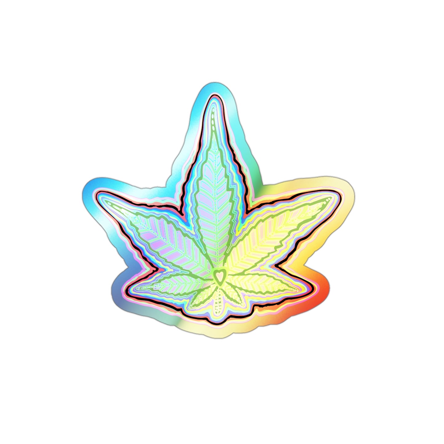 Holographic Colorful Cannabis Leaf Die-cut Stickers