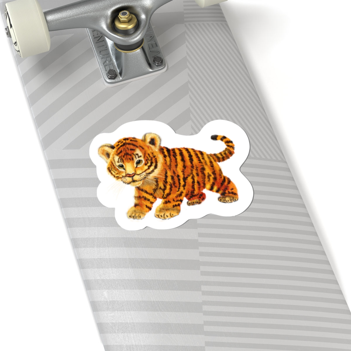 Tiger Cub Kiss-Cut Sticker — Cute Vintage Wildlife Laptop Decal