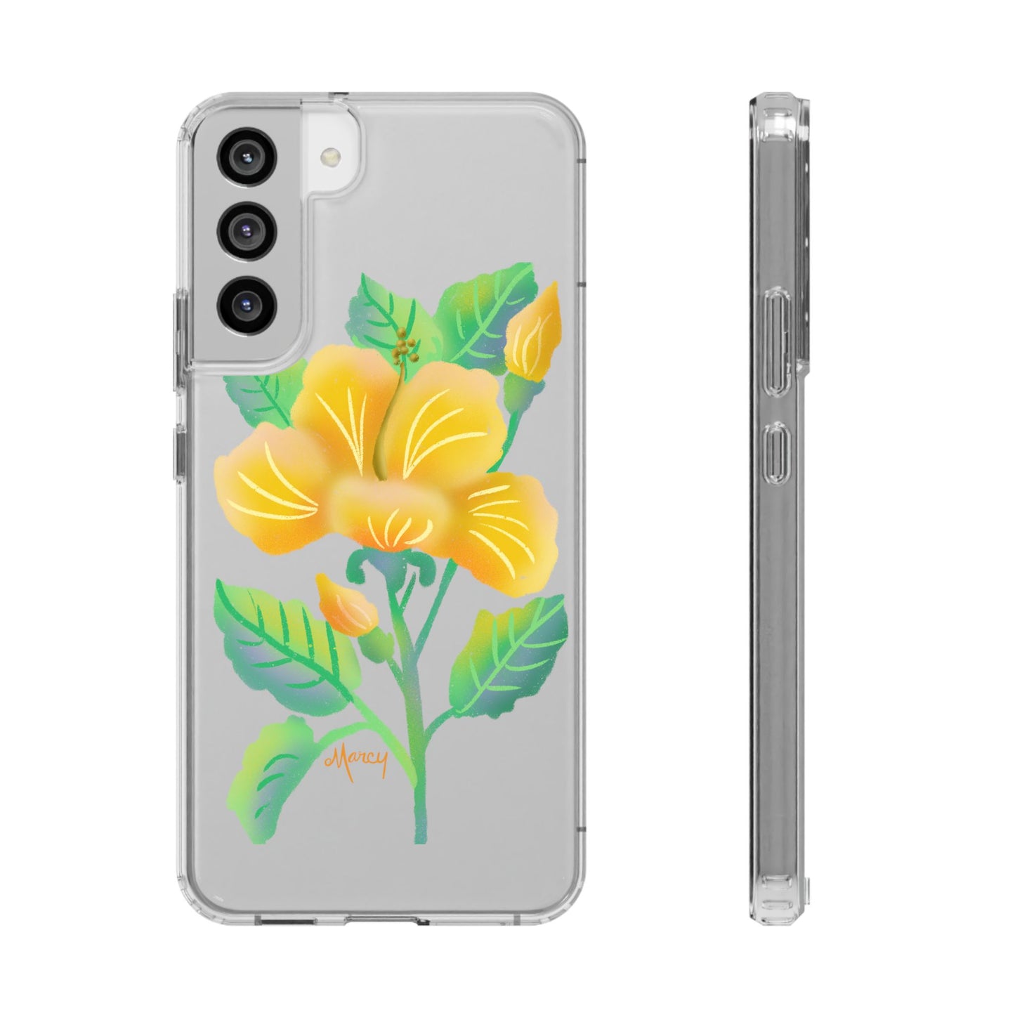 Yellow Hibiscus Blossom Clear Cases