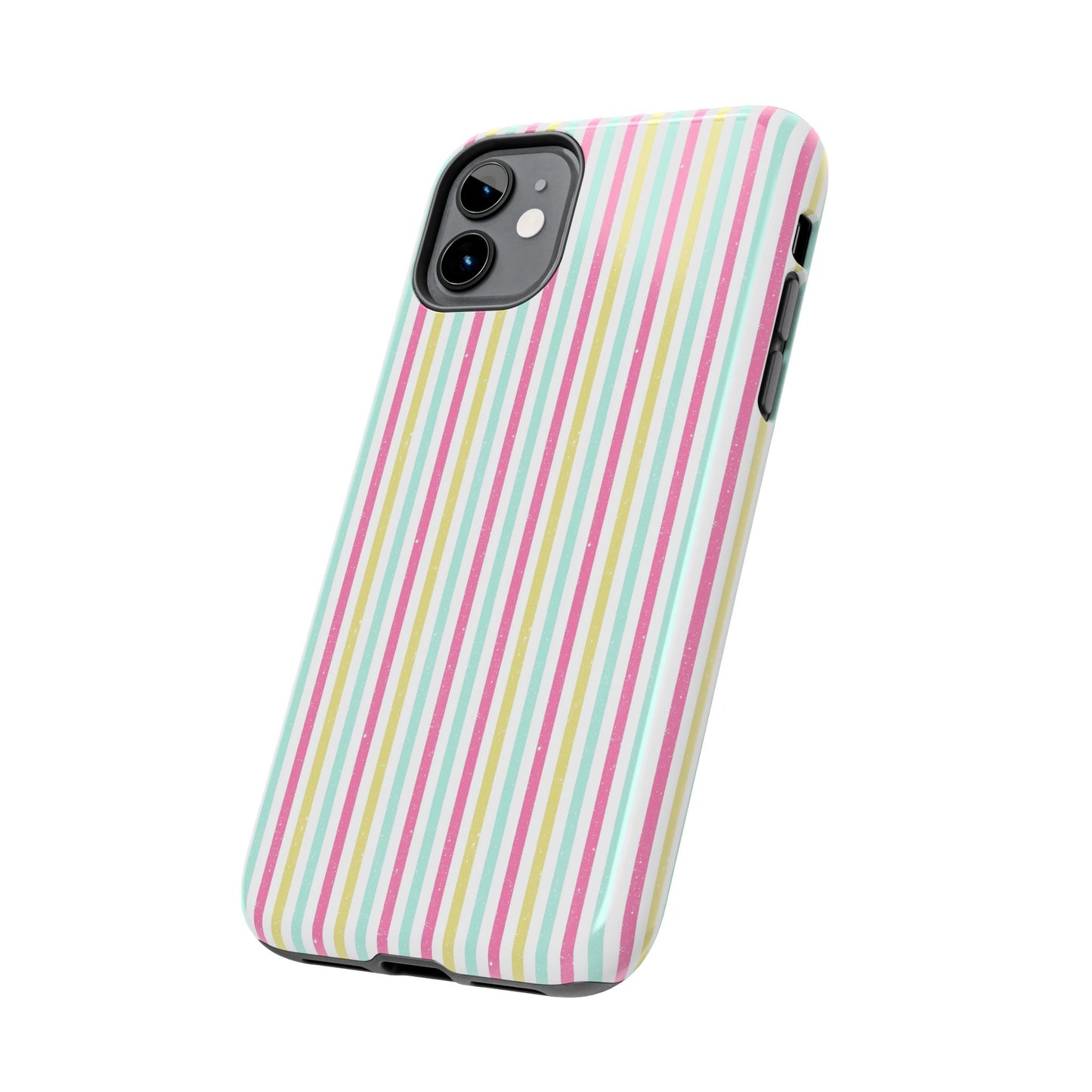 Pastel Christmas Stripes on White Tough Phone Cases