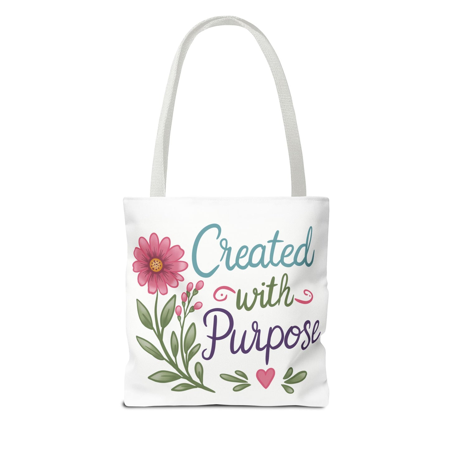 Created with Purpose Tote Bag — Floral Inspirational Canvas Tote