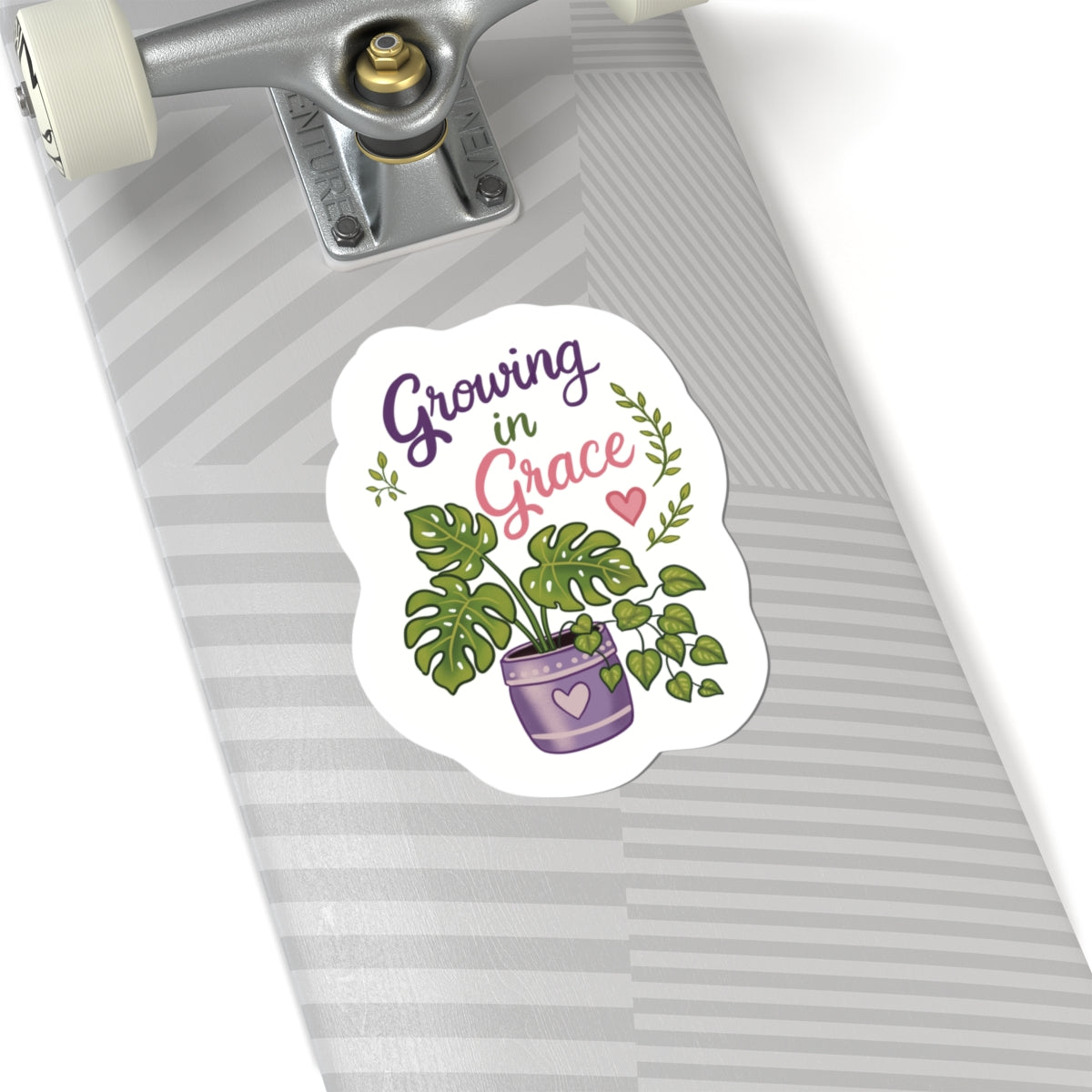 Growing in Grace Plant Sticker — Inspirational Floral Kiss-Cut Decal