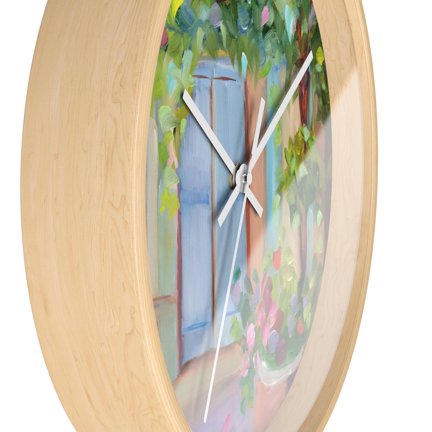 Old World Garden Wall Clock — Sunny Courtyard Floral Art Clock
