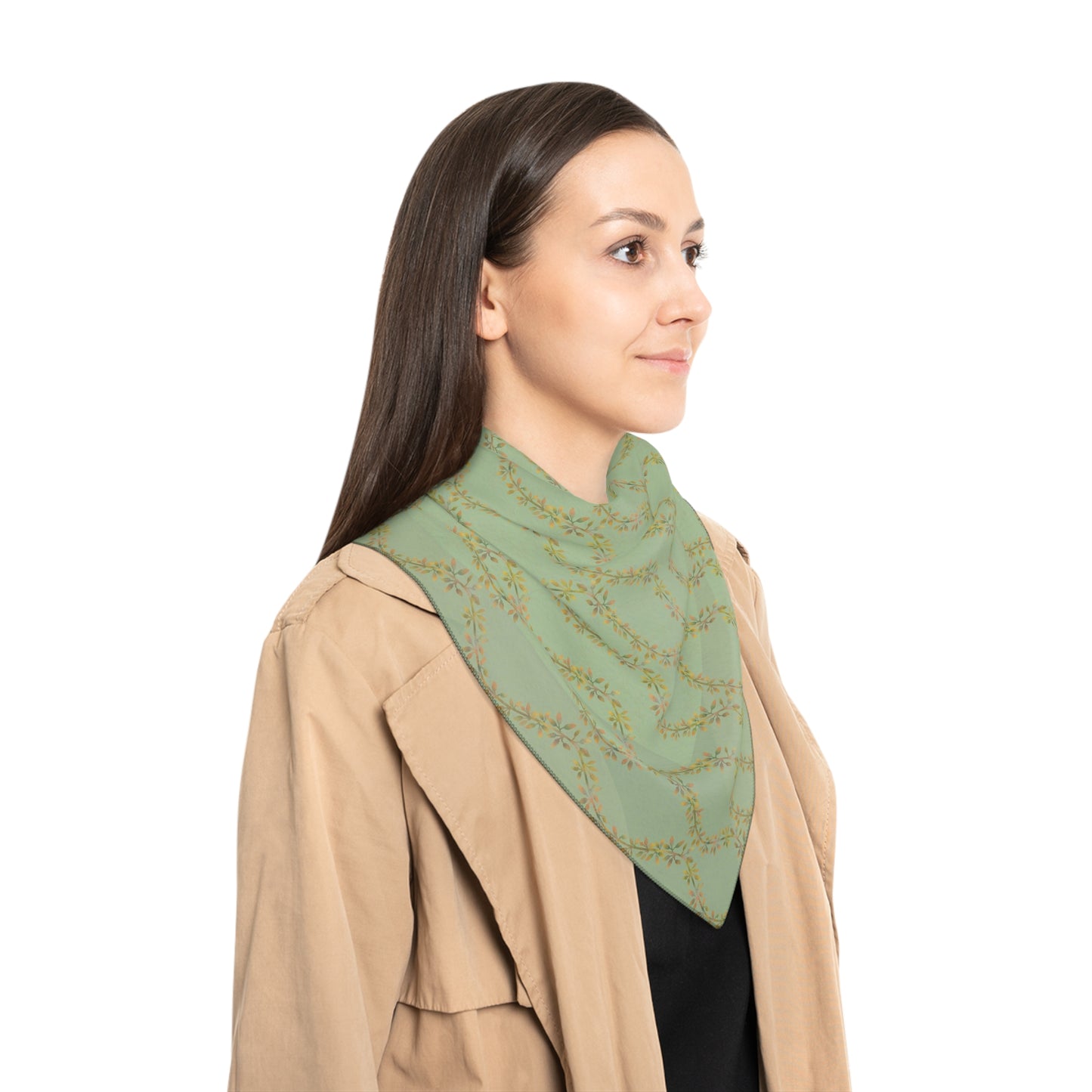 Autumn Vines Stripes Square Poly Scarf