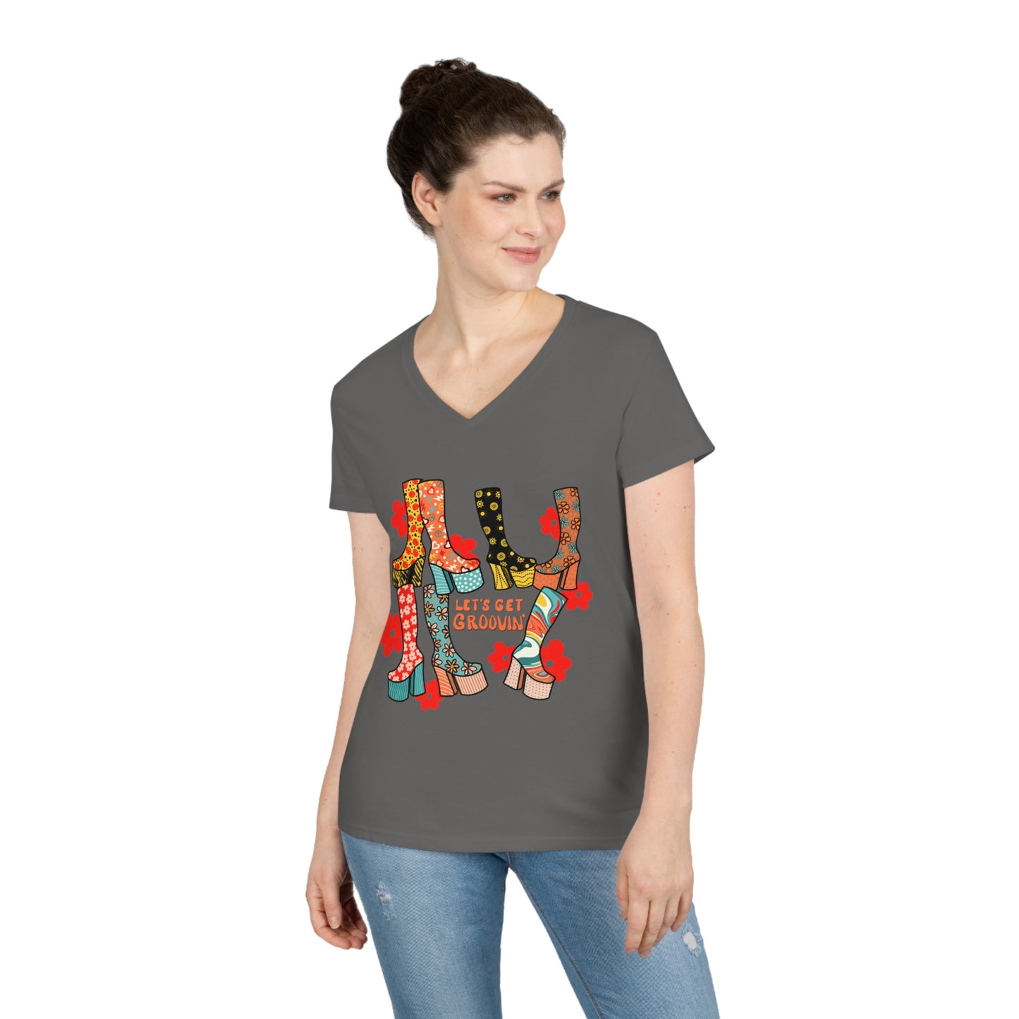 Groovy Boots Ladies' Cotton V-Neck T-Shirt