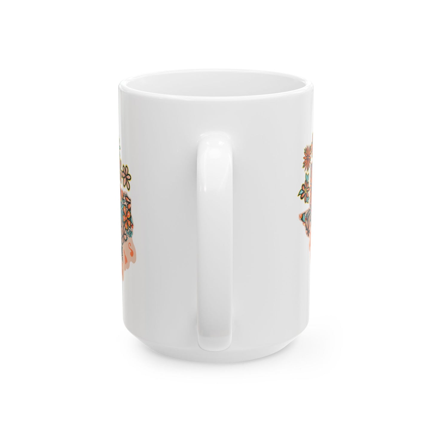 Retro 70s Flowers Texas Ceramic Mug 11 oz and 15 oz