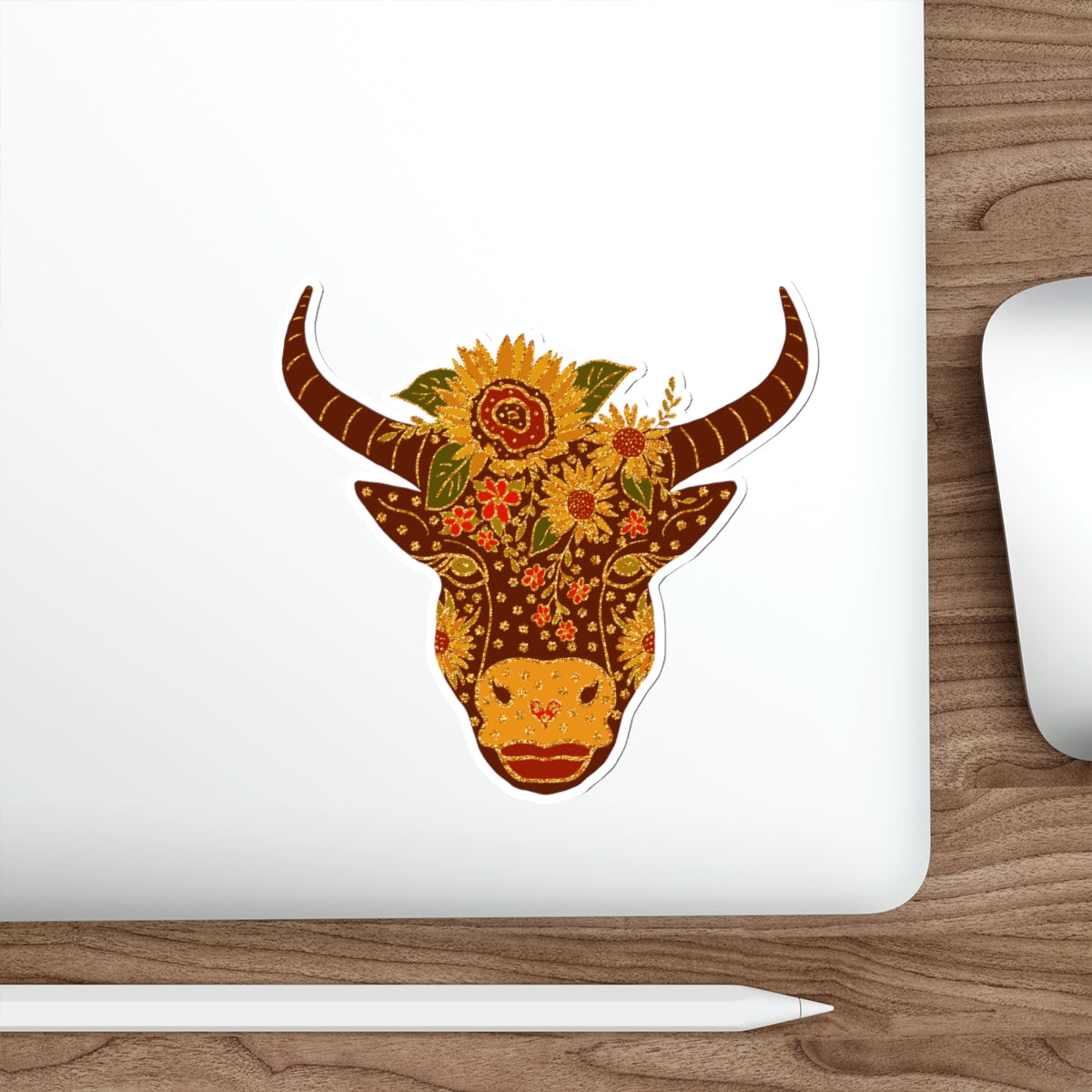 Floral Cow Mabel Die-Cut Sticker