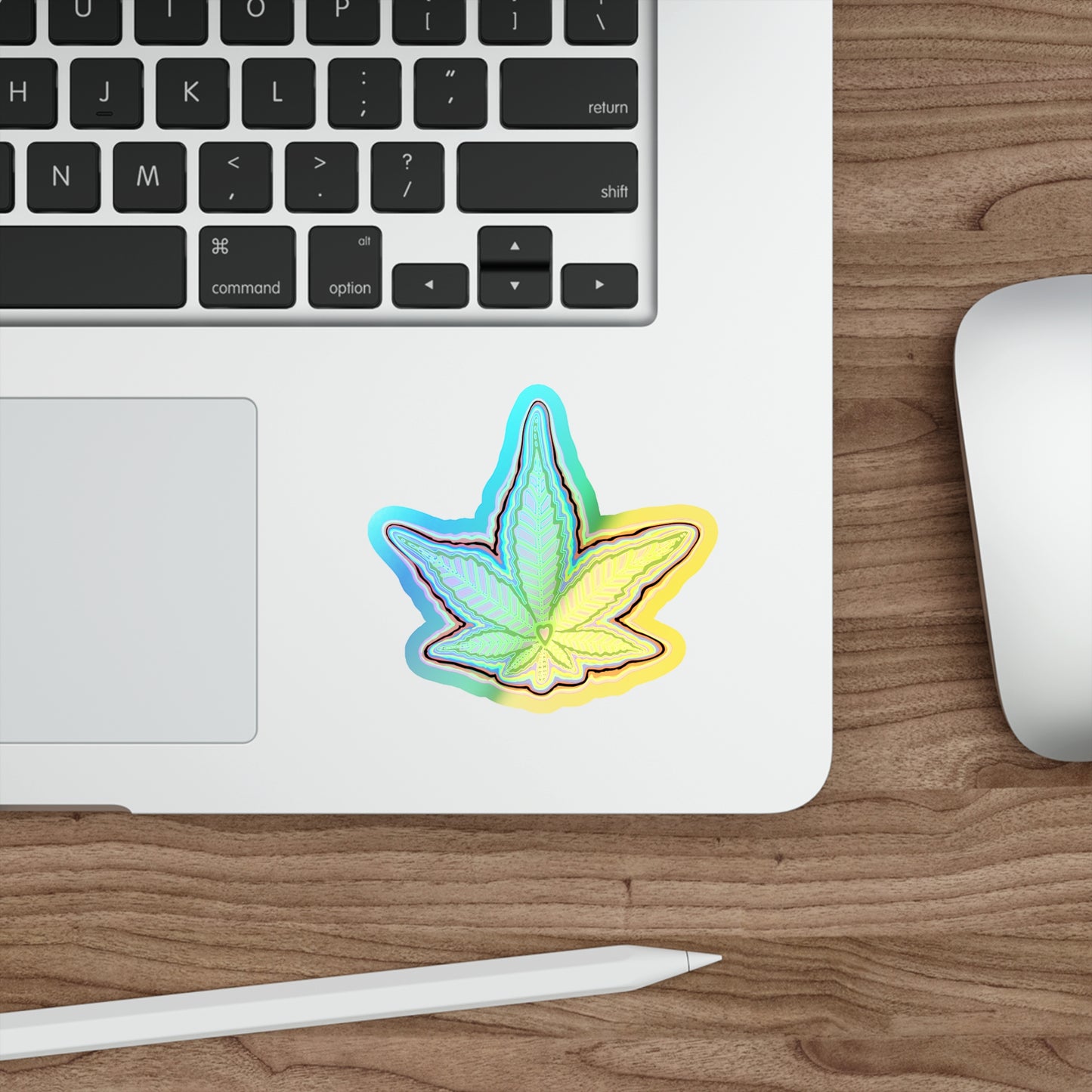 Holographic Colorful Cannabis Leaf Die-cut Stickers