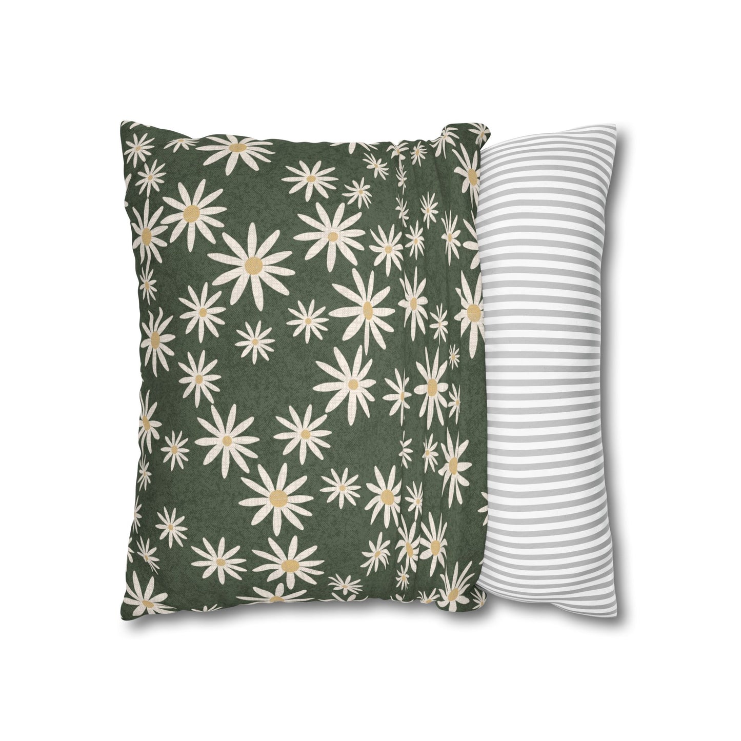 Chickweed on Sage Green Spun Polyester Square Pillowcase