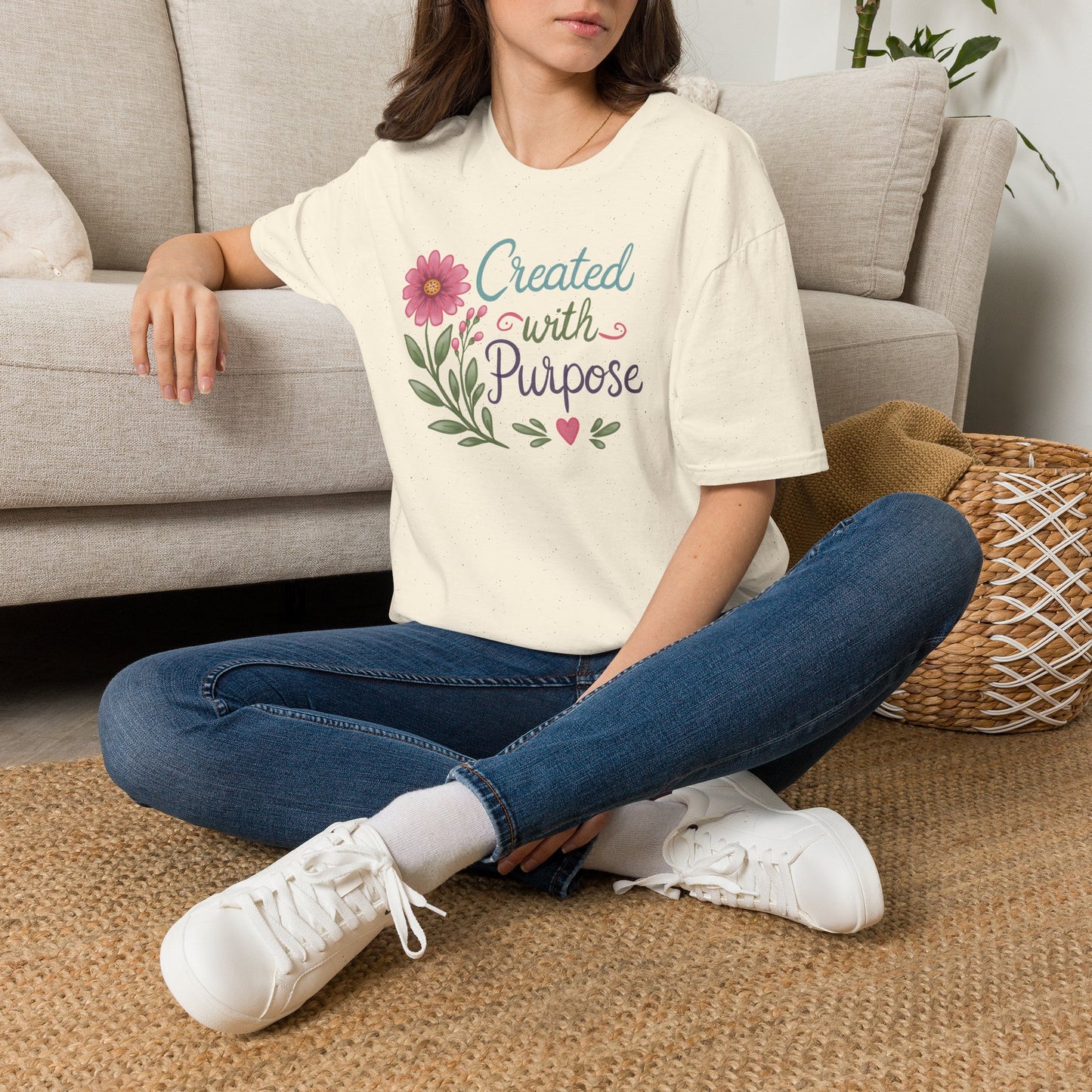 Created With Purpose Tee — Floral Inspirational Women's T-Shirt