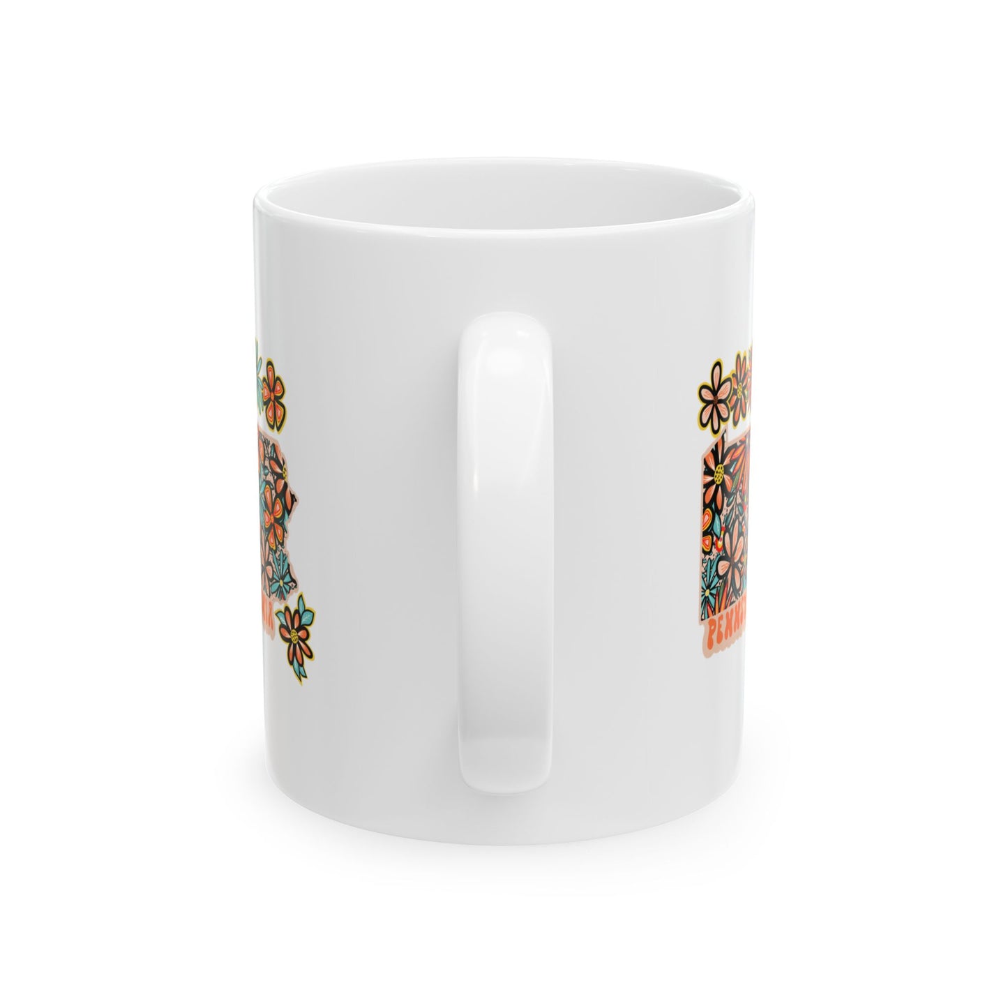 Retro 70s Flowers Pennsylvania Ceramic Mug 11 oz and 15 oz