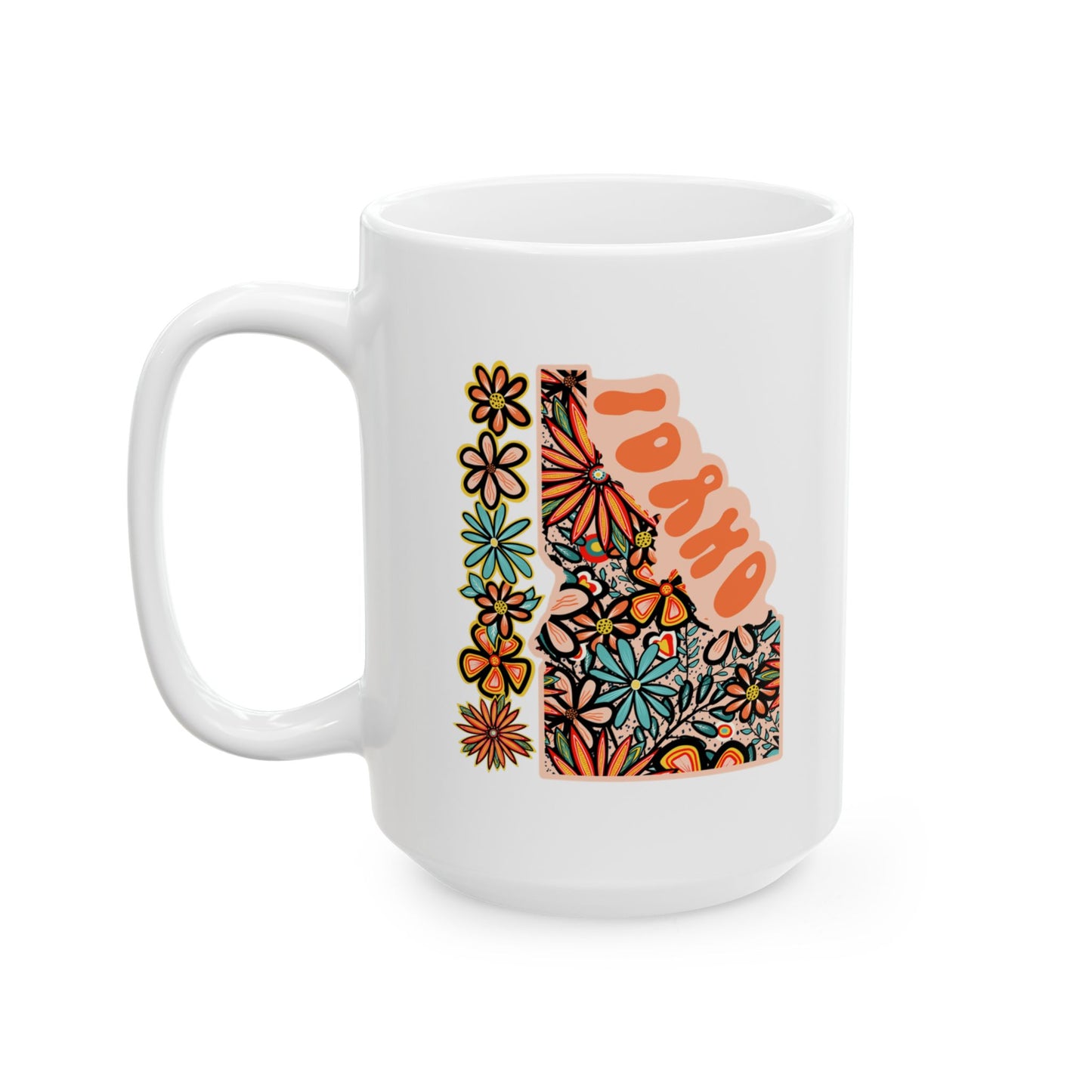 Retro 70s Flowers Idaho Ceramic Mug 11 oz and 15 oz