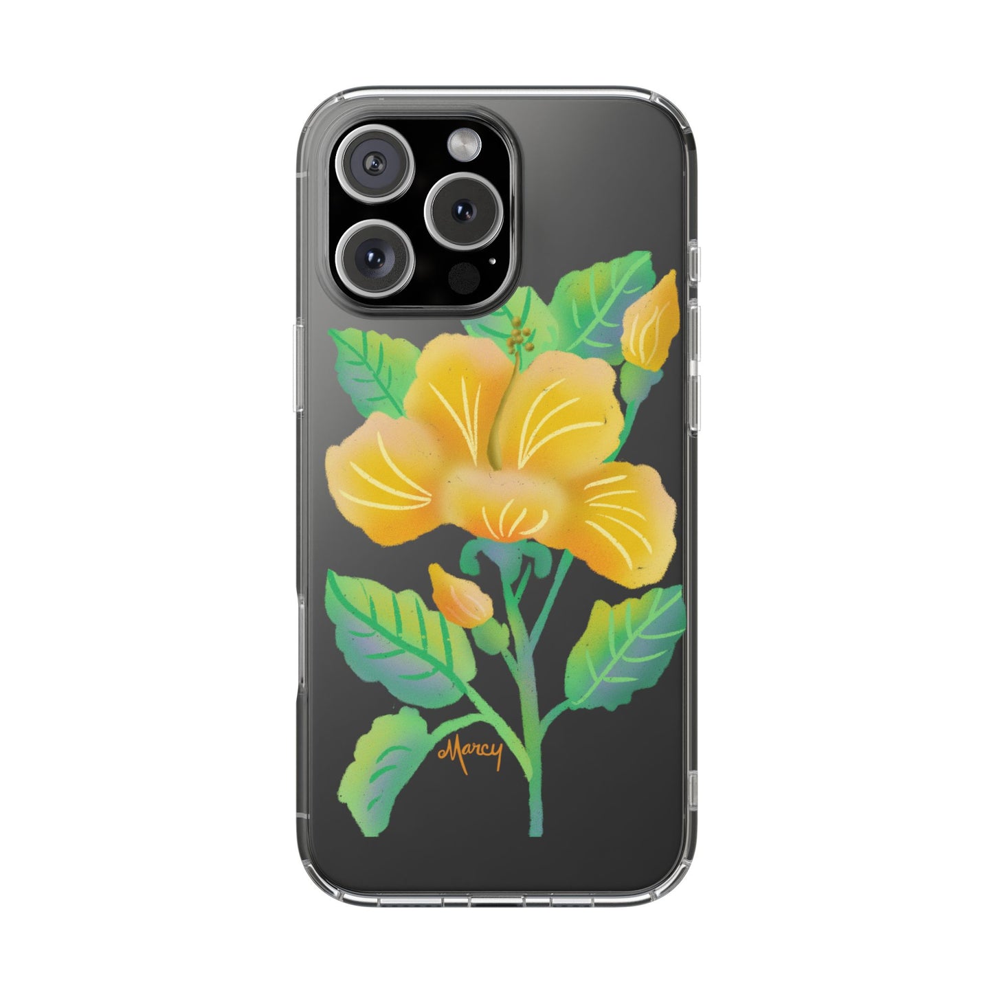 Yellow Hibiscus Blossom Clear Cases