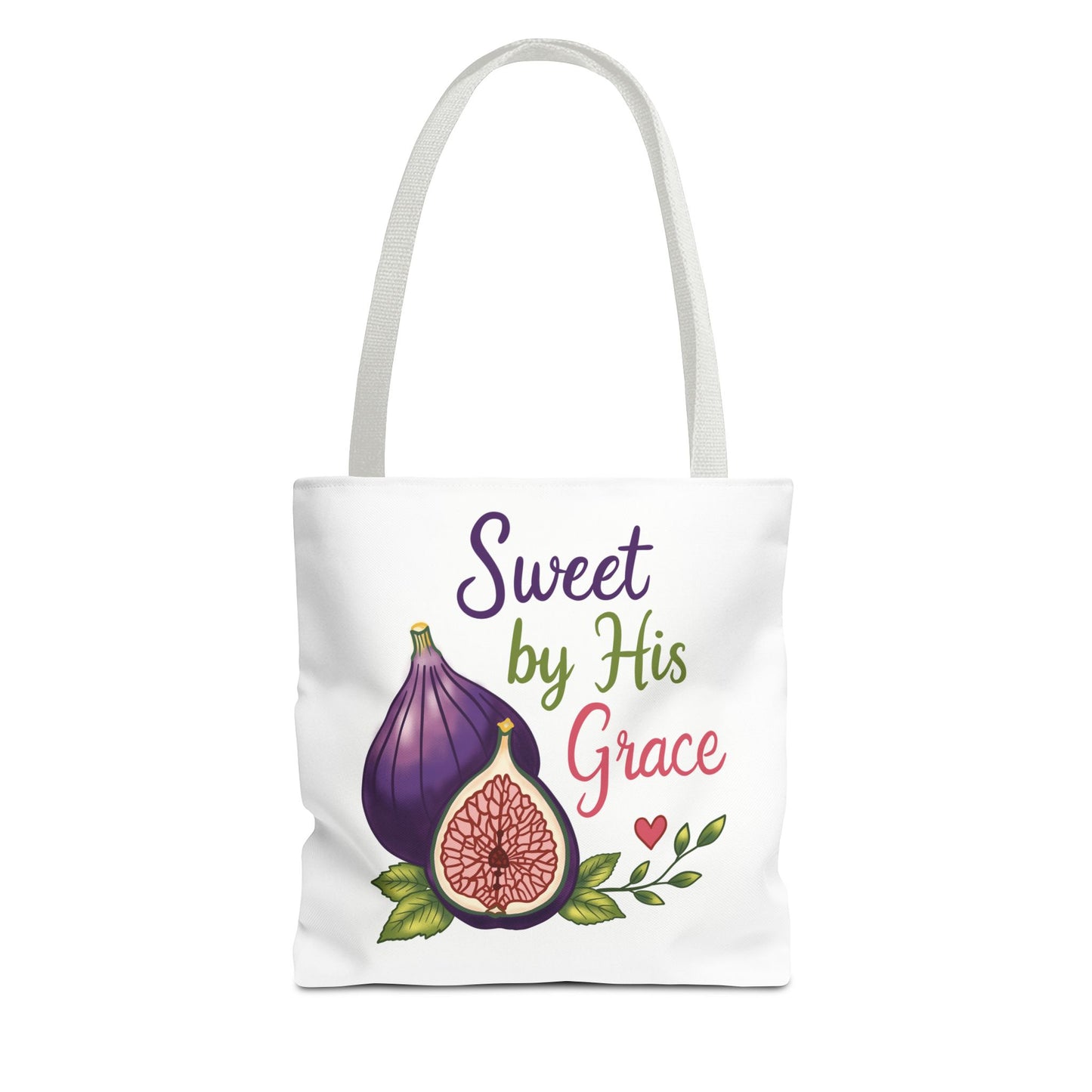 Sweet by His Grace Tote Bag — Faith-Inspired Fig Illustration