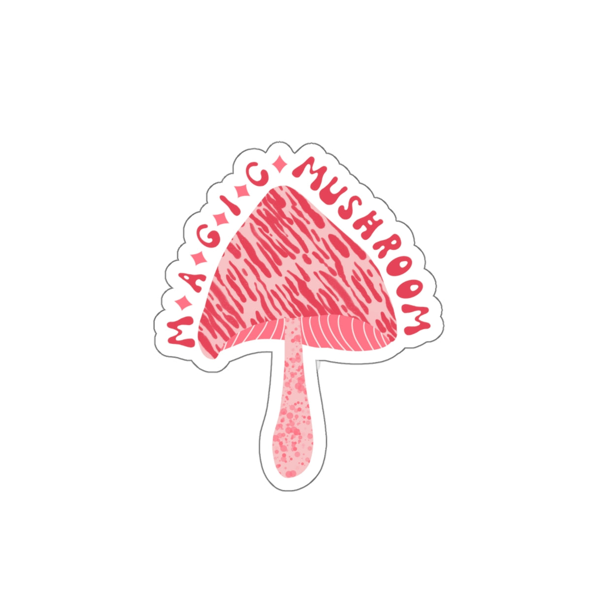 Pink Magic Mushroom with Zebra Stripe Die-Cut Stickers