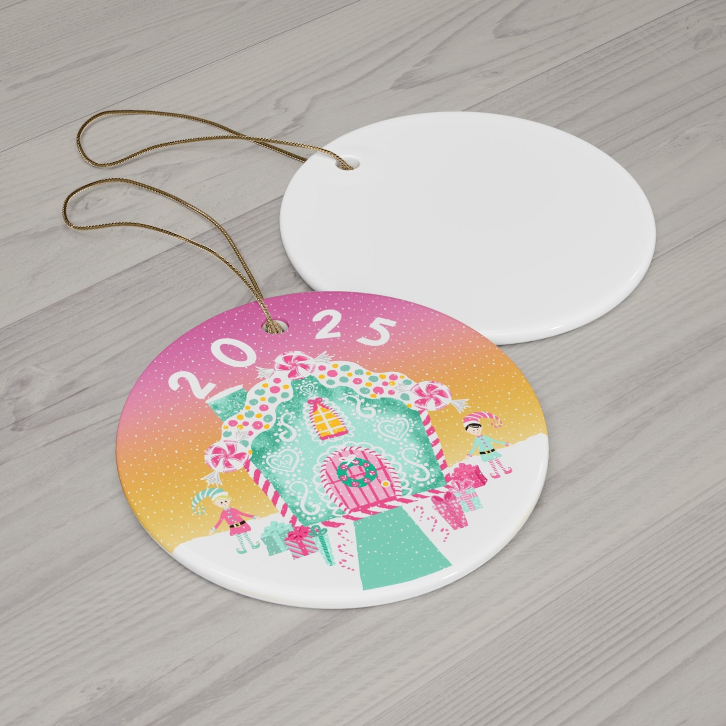 Elf Cottage 2025 Christmas Tree Ceramic Ornament