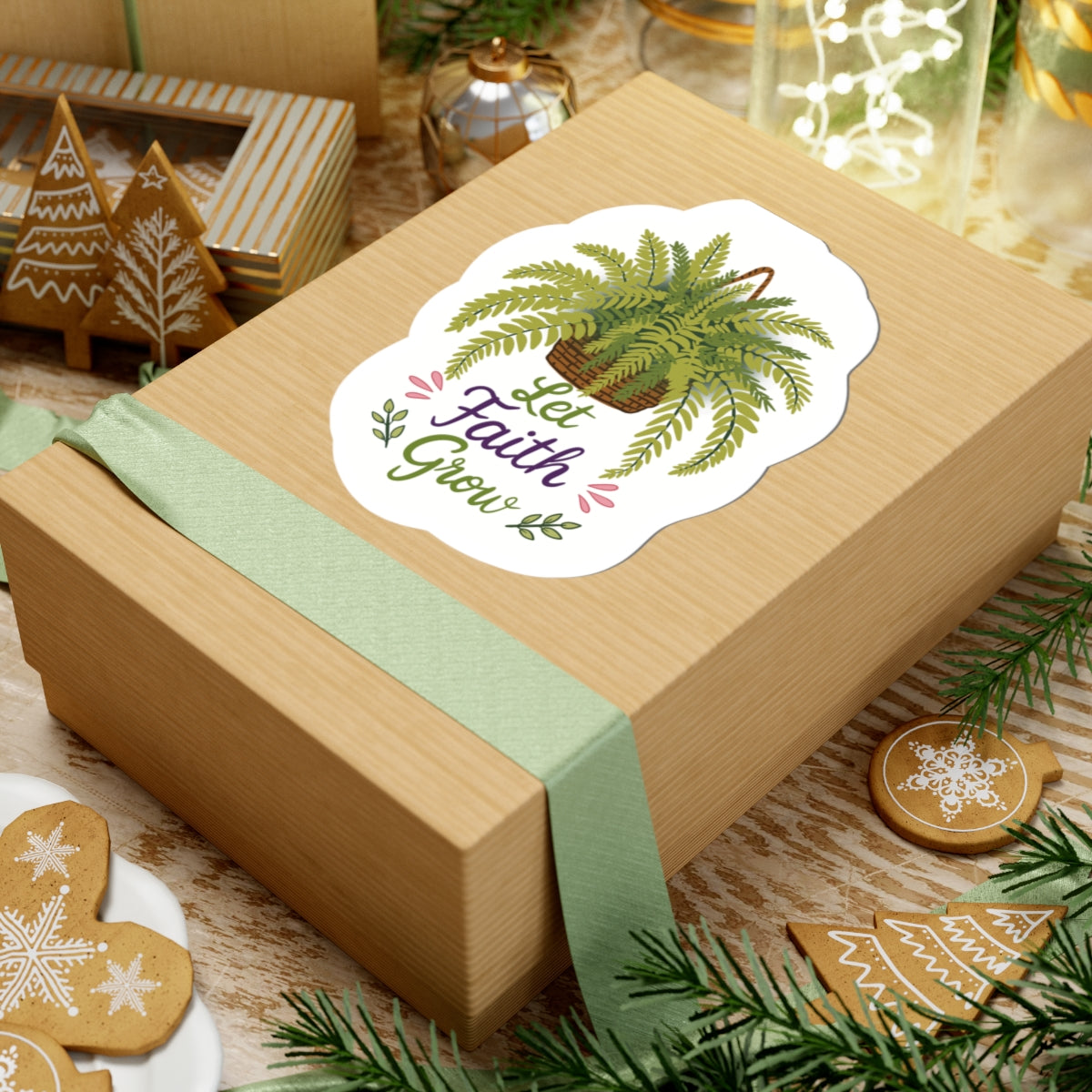 Let Faith Grow Sticker — Hanging Fern Inspirational Kiss-Cut Sticker