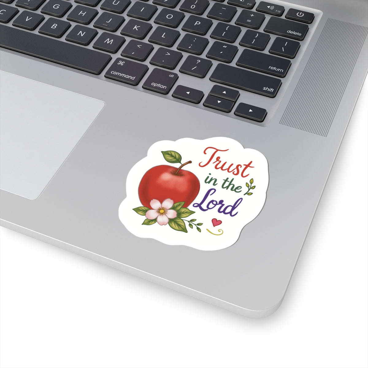 Trust in the Lord Apple Sticker — Faith-Based Kiss-Cut Decal