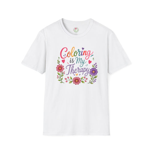 Coloring Is My Therapy T-Shirt — Floral Adult Coloring Hobby Tee