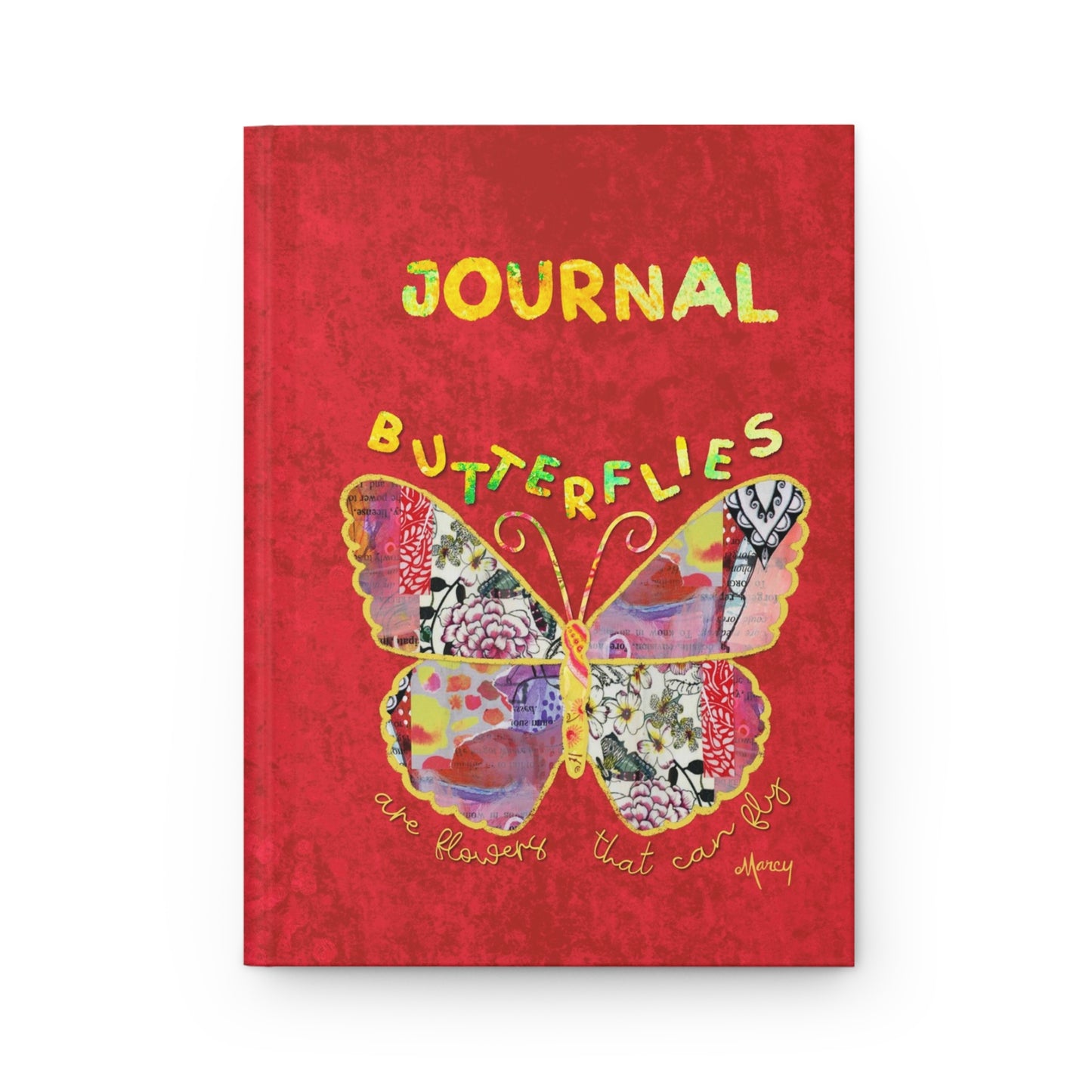 Boho Butterfly Collage Hardcover Journal Matte
