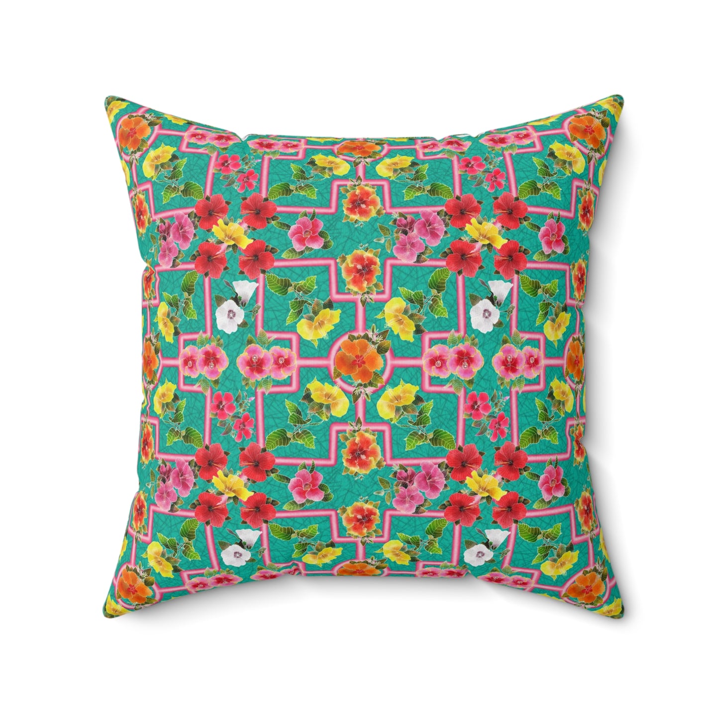 Formal Hibiscus Garden Spun Polyester Square Pillow