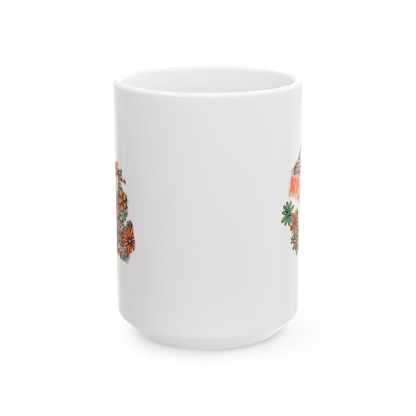 Retro 70s Flowers Michigan Ceramic Mug 11 oz and 15 oz