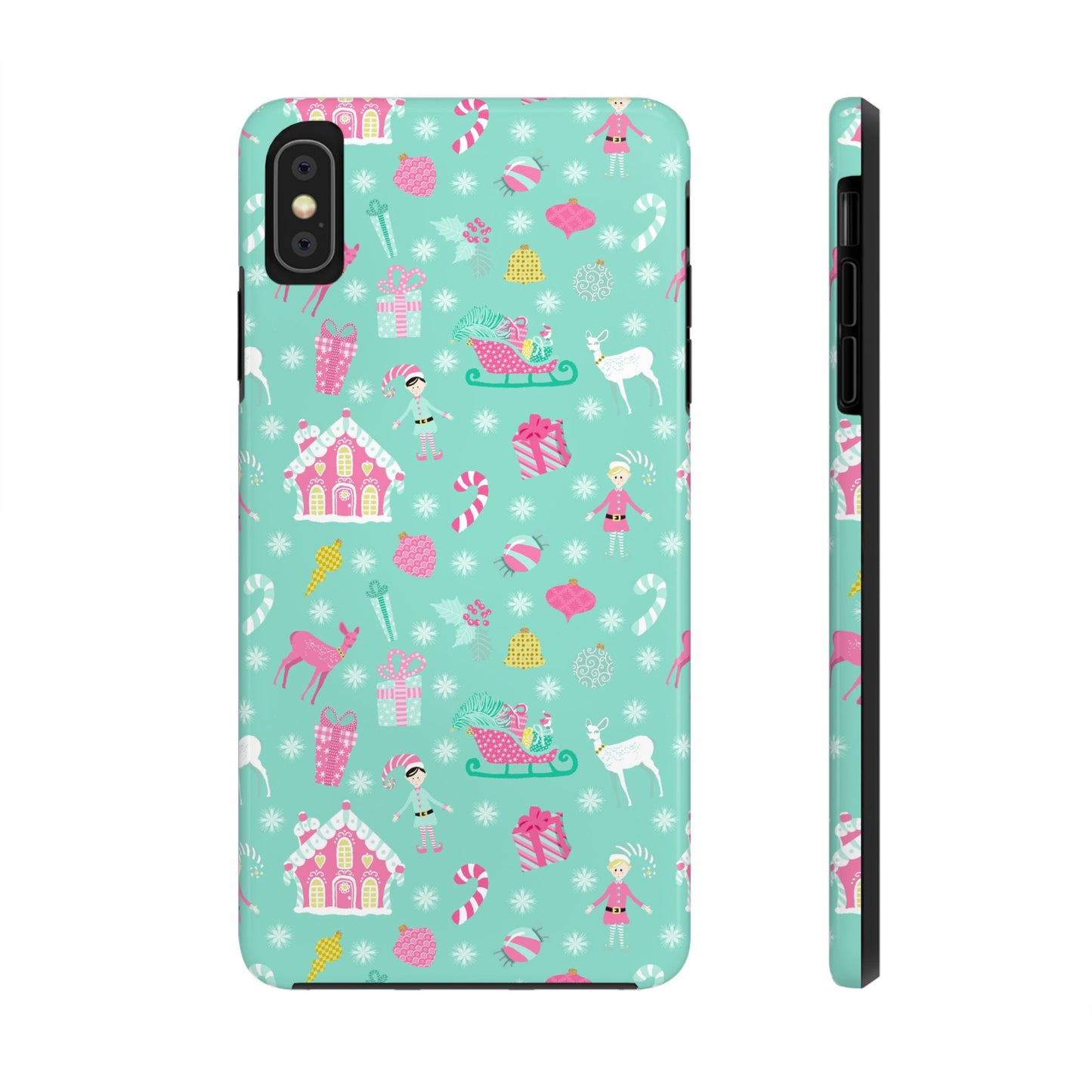 Pastel Christmas on Turquoise Tough Phone Cases