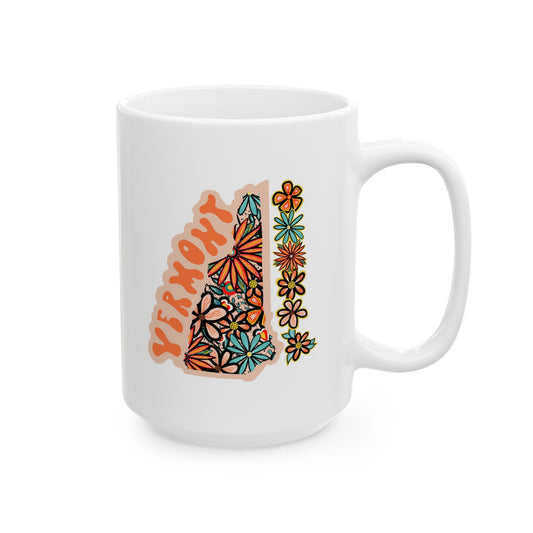 Retro 70s Flowers Vermont Ceramic Mug 11 oz and 15 oz