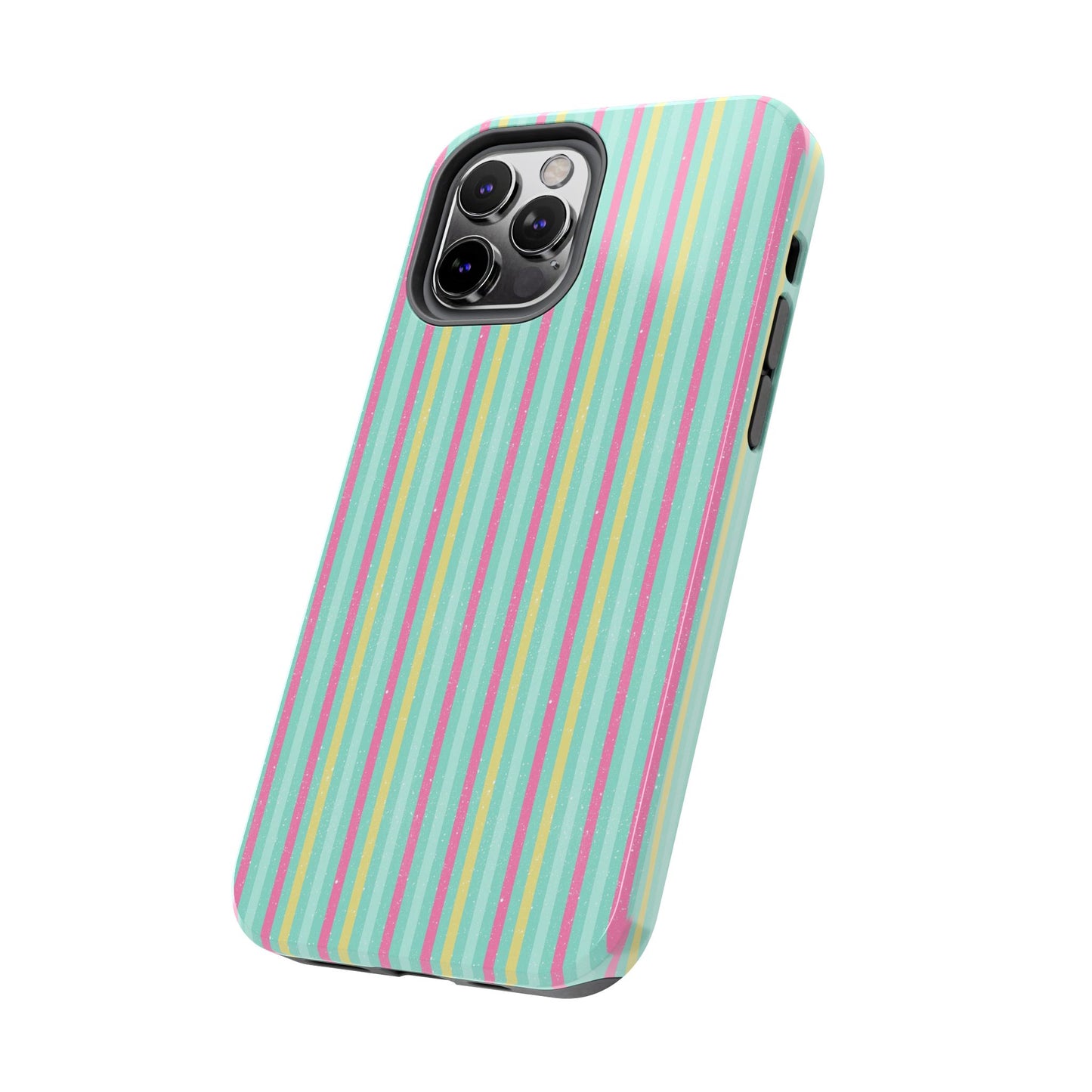 Pastel Christmas Stripes on Turquoise Tough Phone Cases