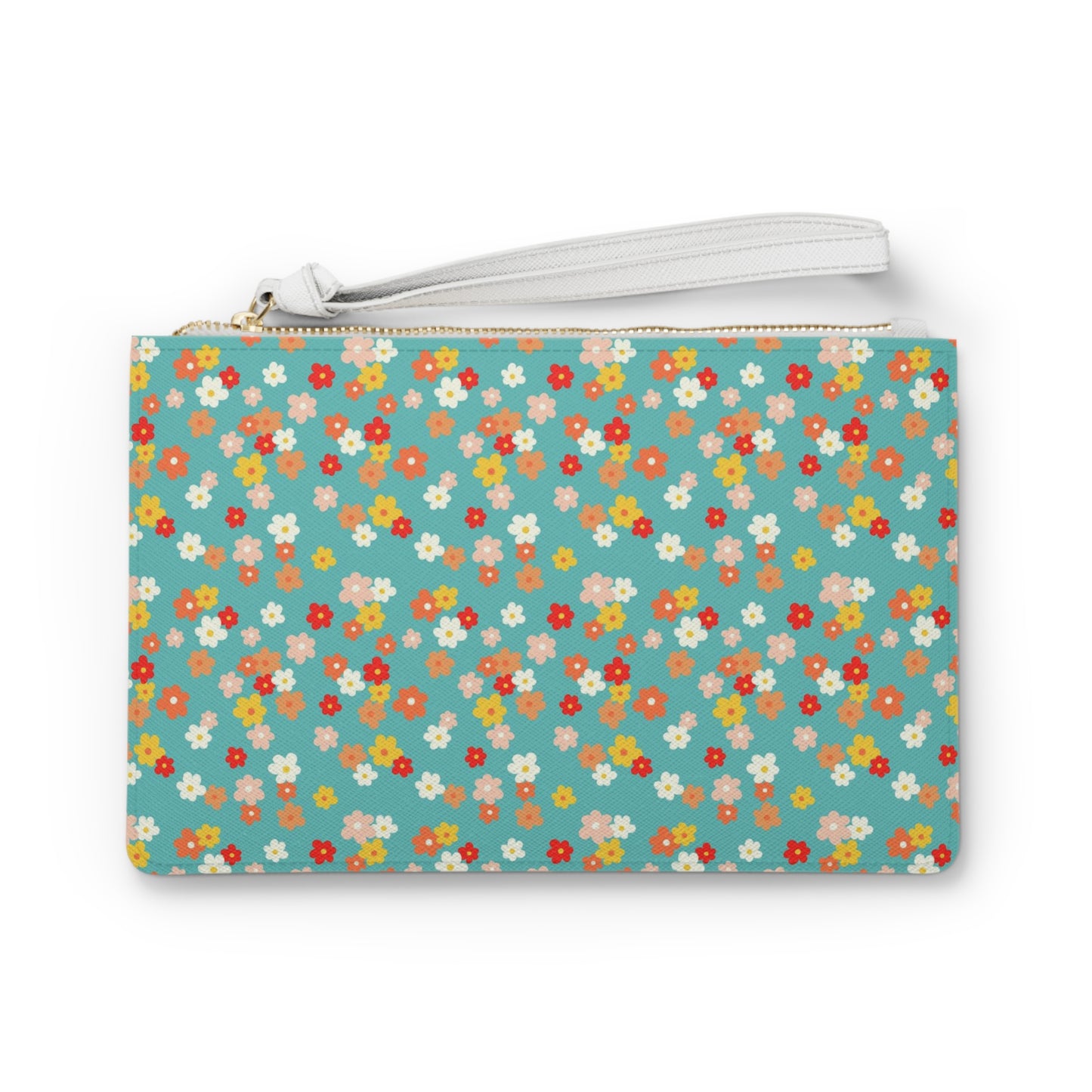 Ditzy Daisy on Turquoise Clutch Bag