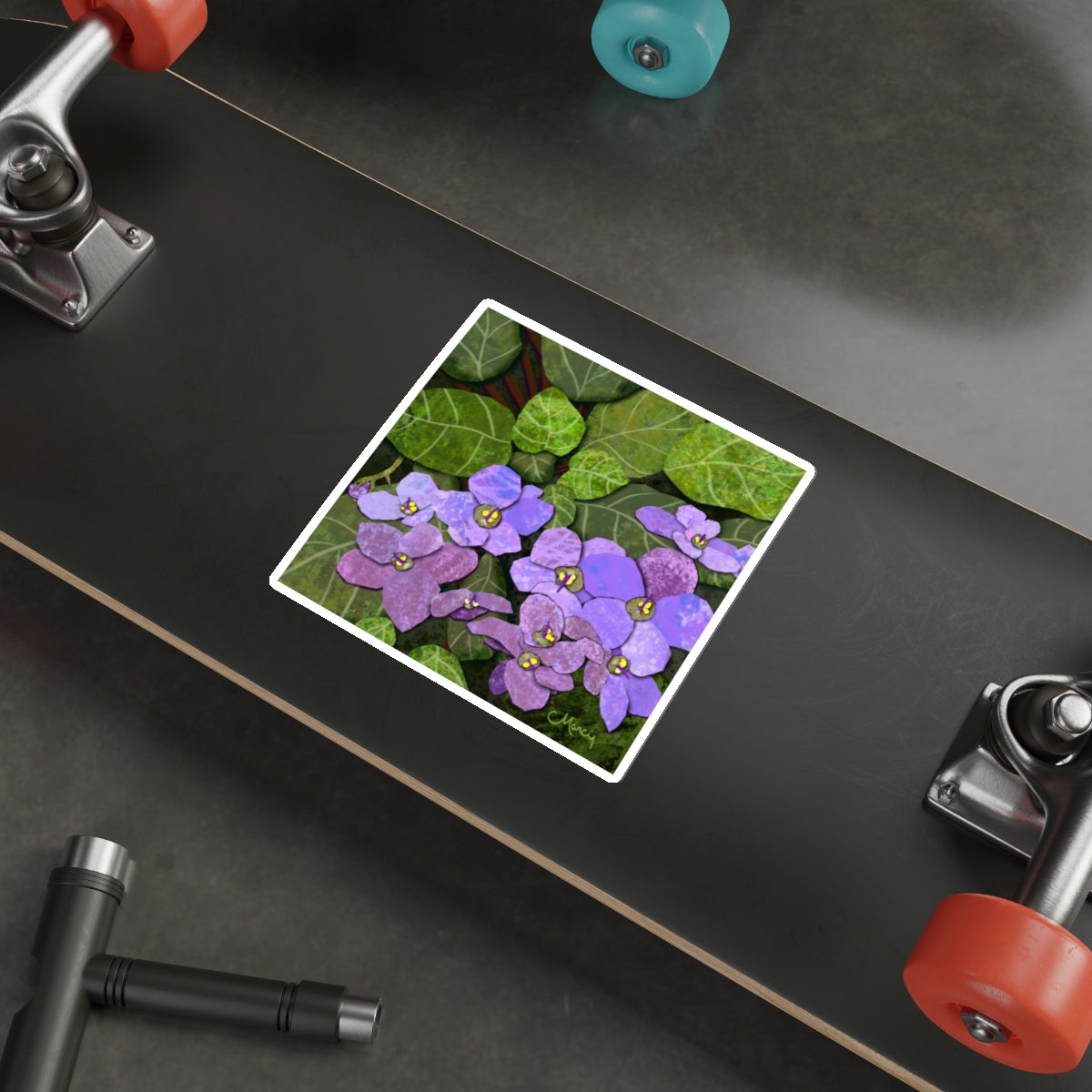 African Violets Collage Die Cut Sticker