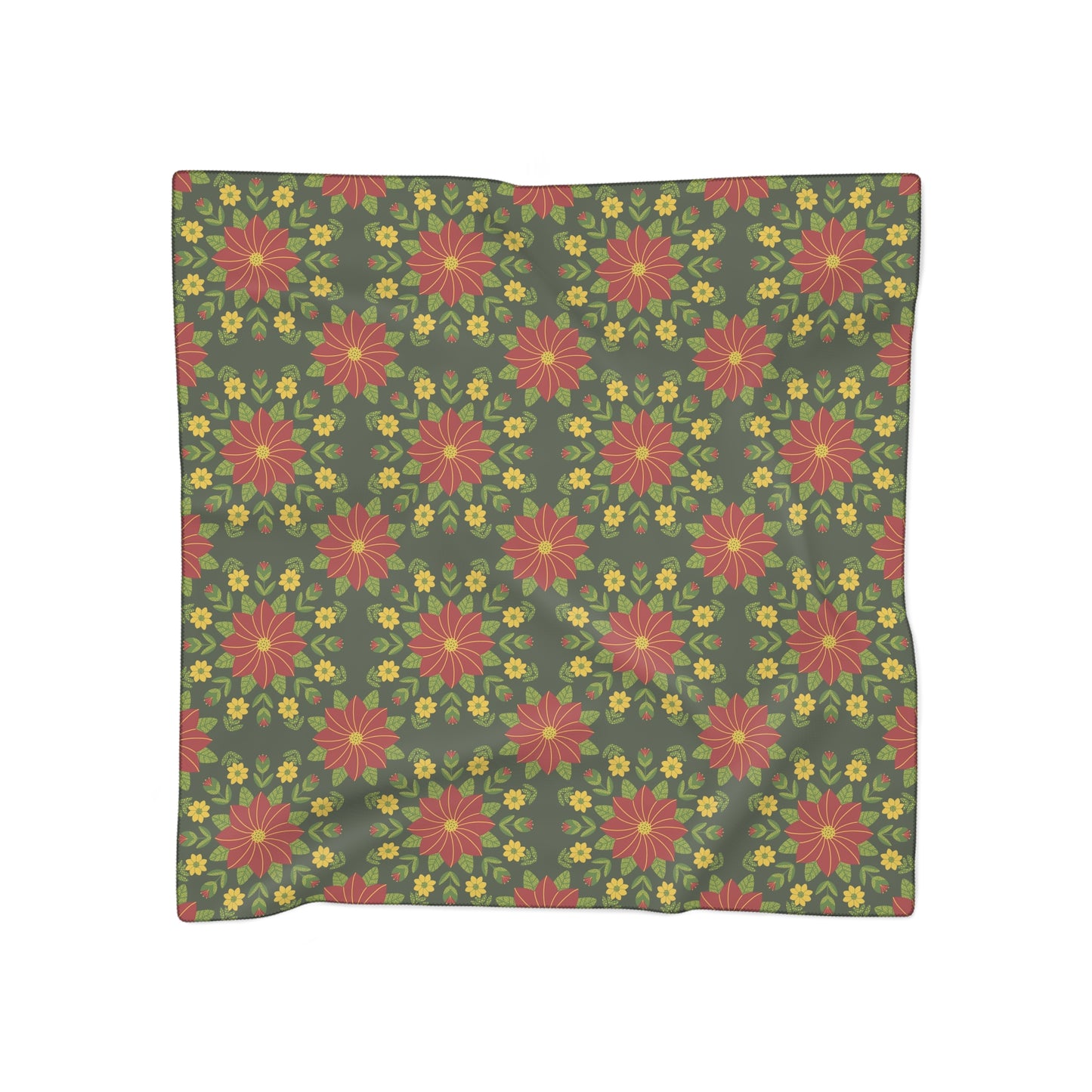 Poinsettias Square Poly Scarf