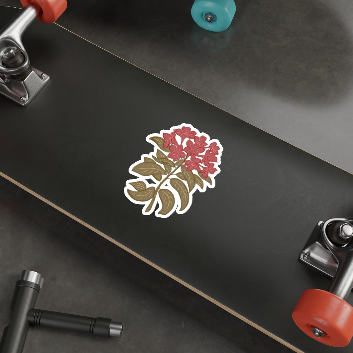 Red Rhododendron Die Cut Sticker